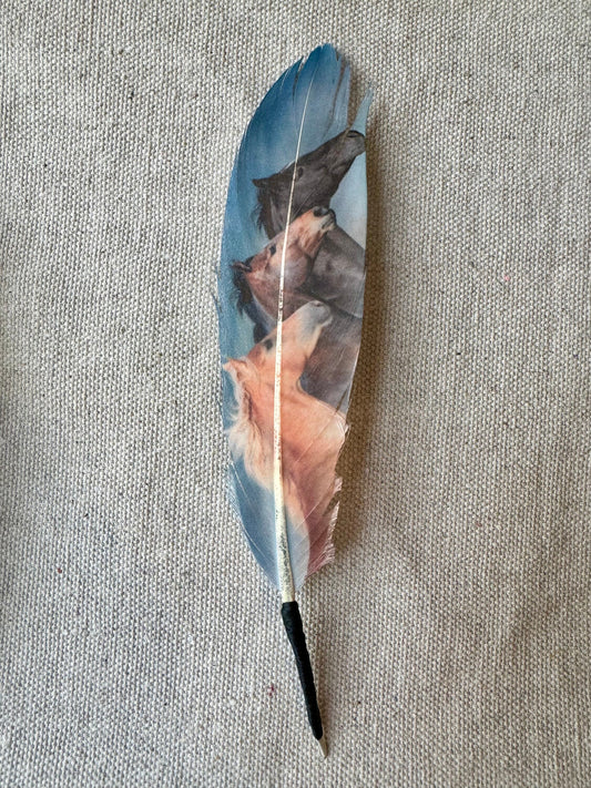 Blue Wild Horses Hat Feather