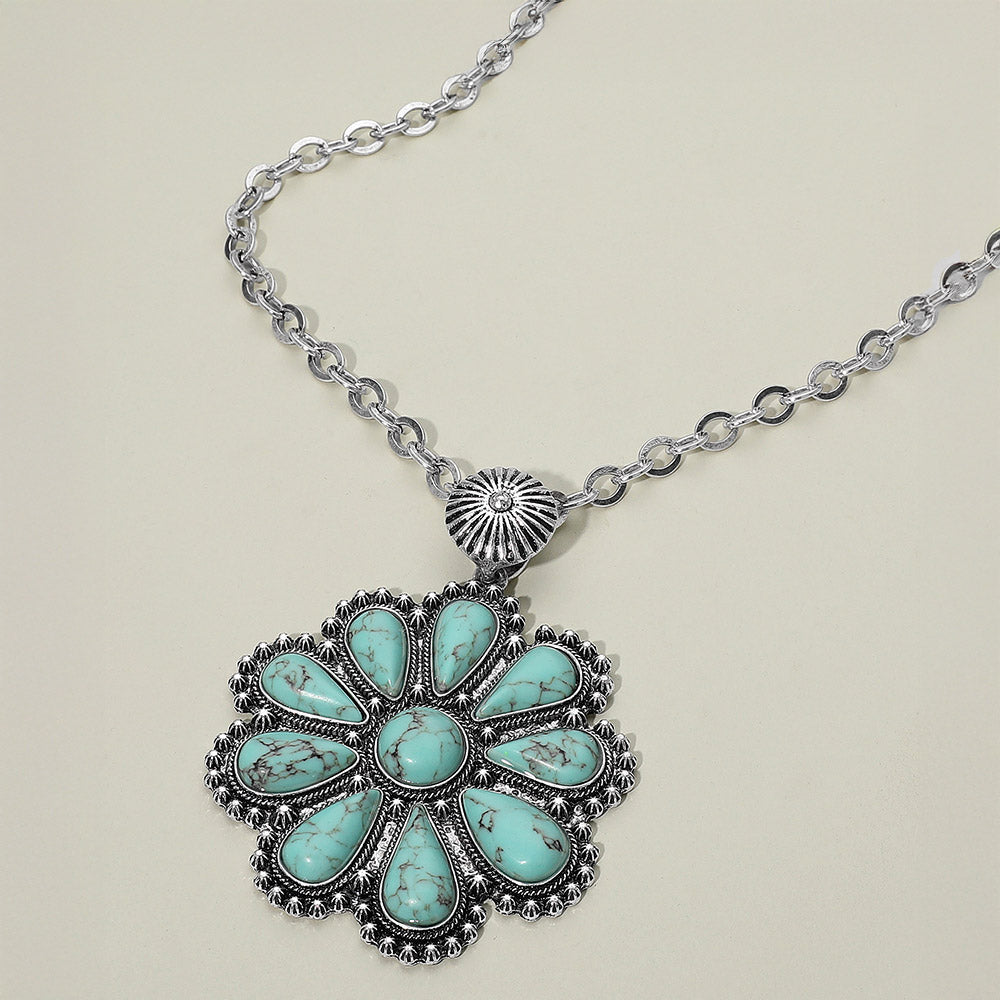 Bold Antique Western Floral Pendant Statement Necklace