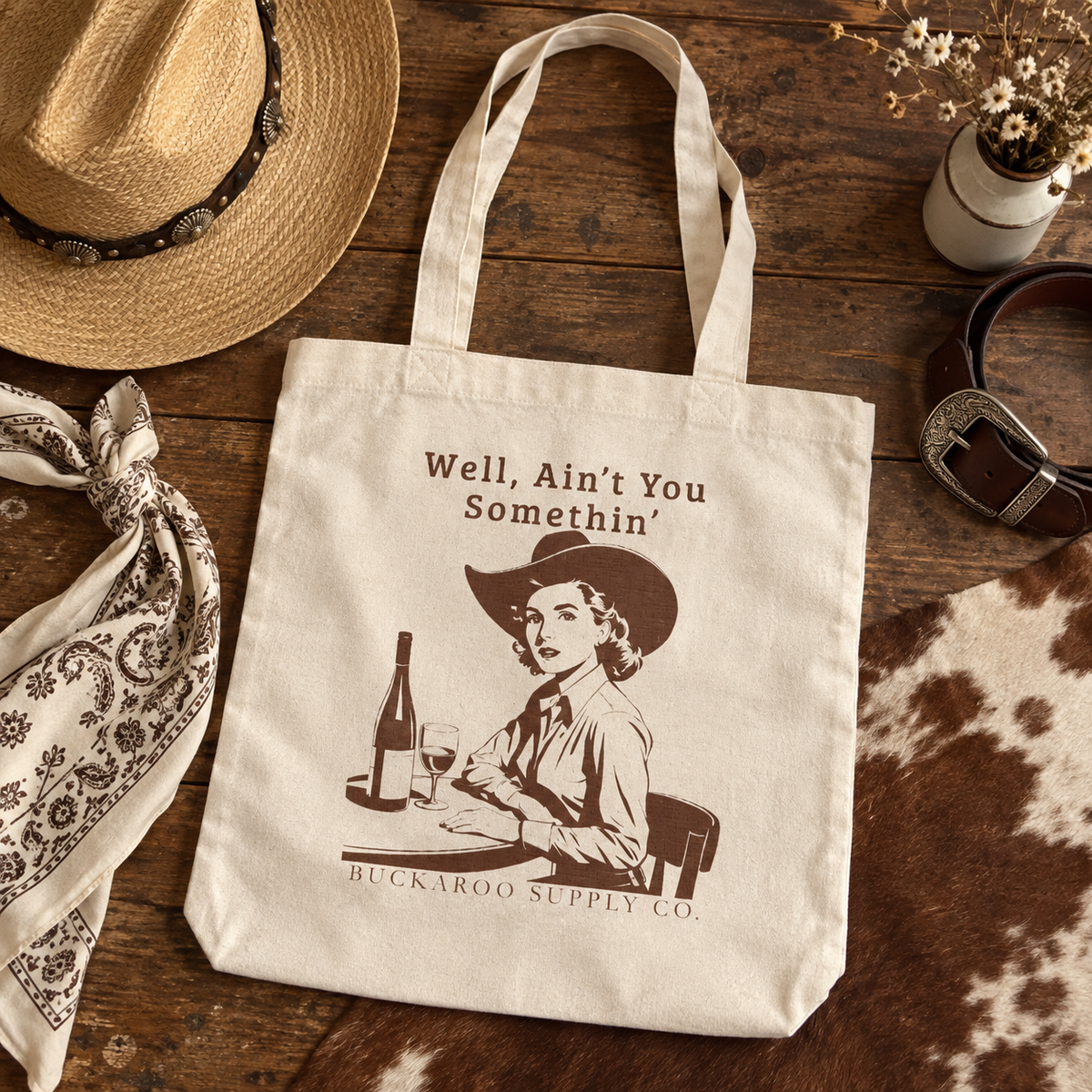 Well, Ain’t You Somethin’ Western Canvas Tote Bag