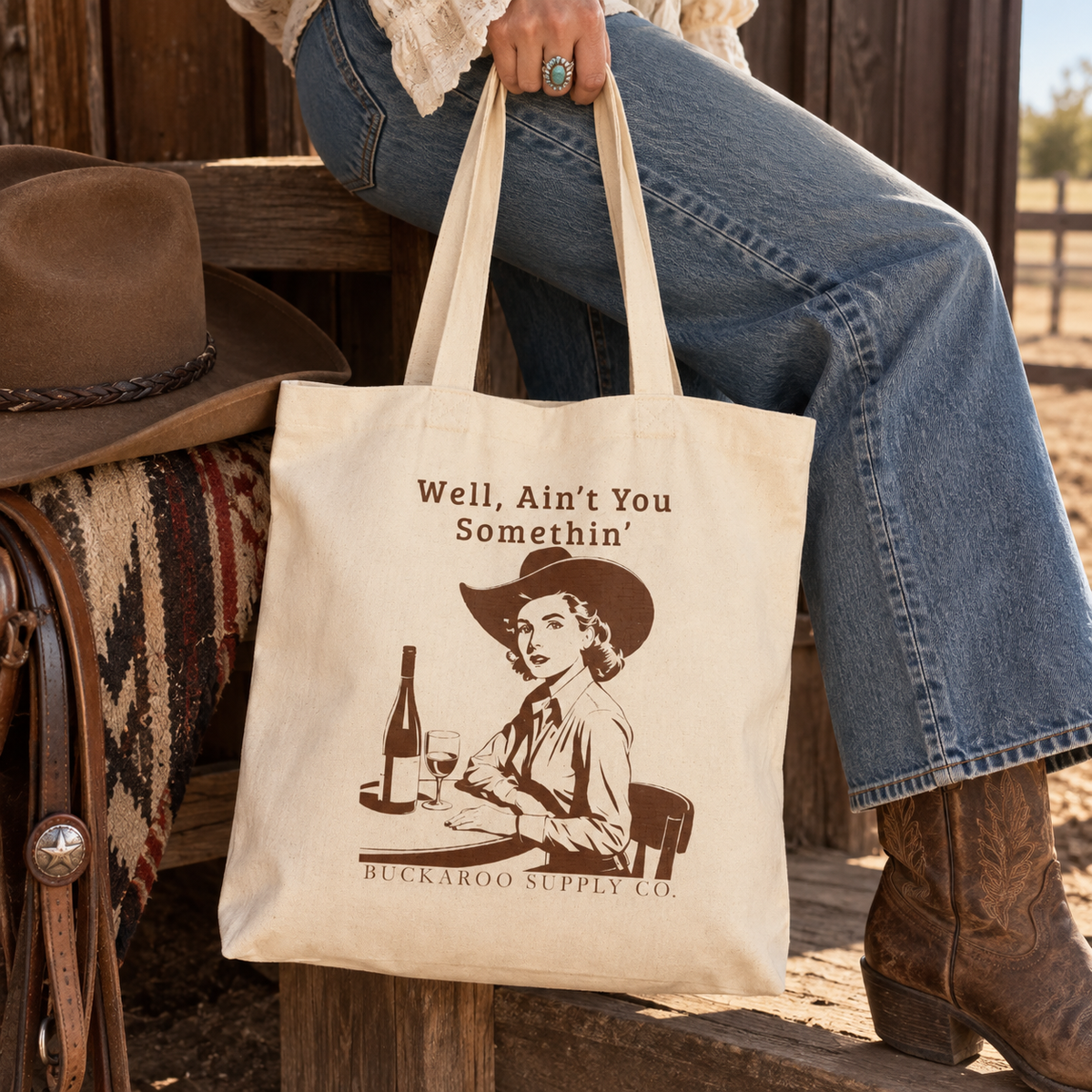 Well, Ain’t You Somethin’ Western Canvas Tote Bag