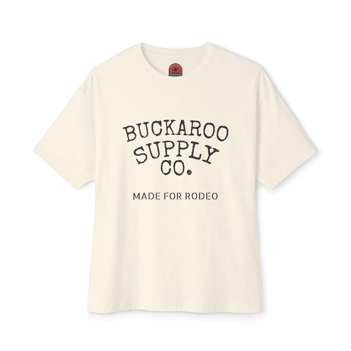 Ivory Made for Rodeo oversized Western T-shirt with Buckaroo Supply Co. front graphic
