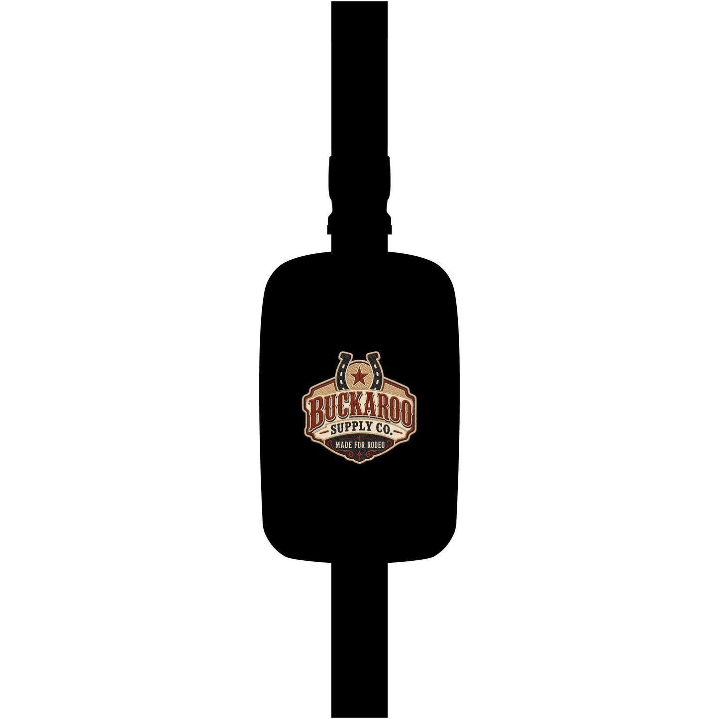 A black explorer comfort colors sling bag, featuring a 'Buckaroo Supply Co' logo on the front, set against a plain white background.
