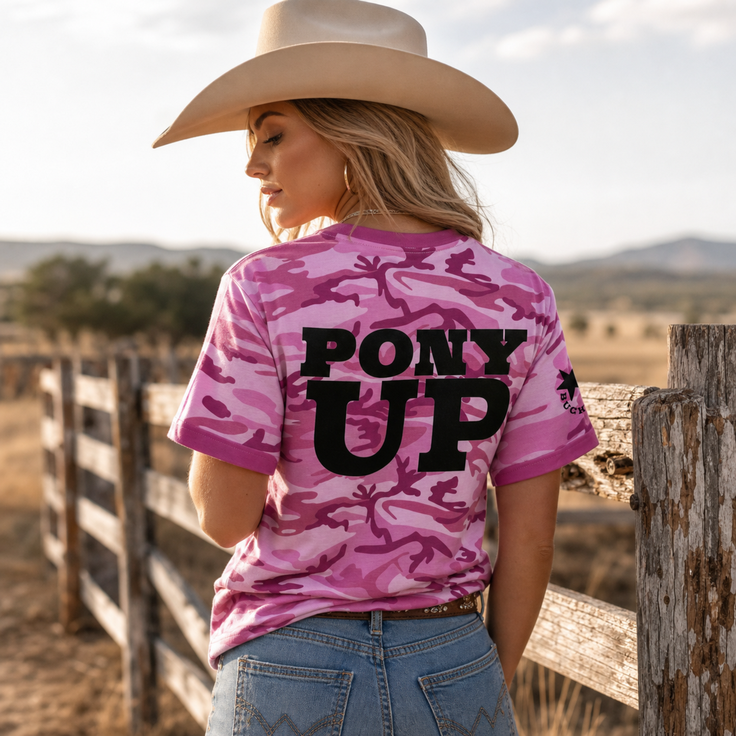 PONY UP Camo Western Graphic Tee