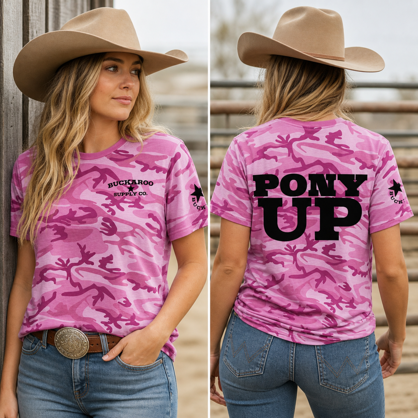 PONY UP Camo Western Graphic Tee