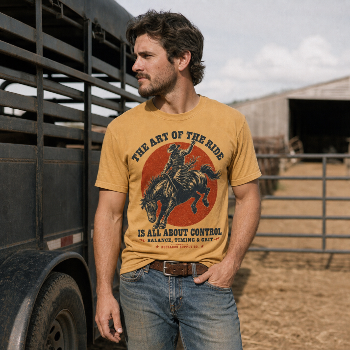 The Art of the Ride Bronc Rider Western T-Shirt