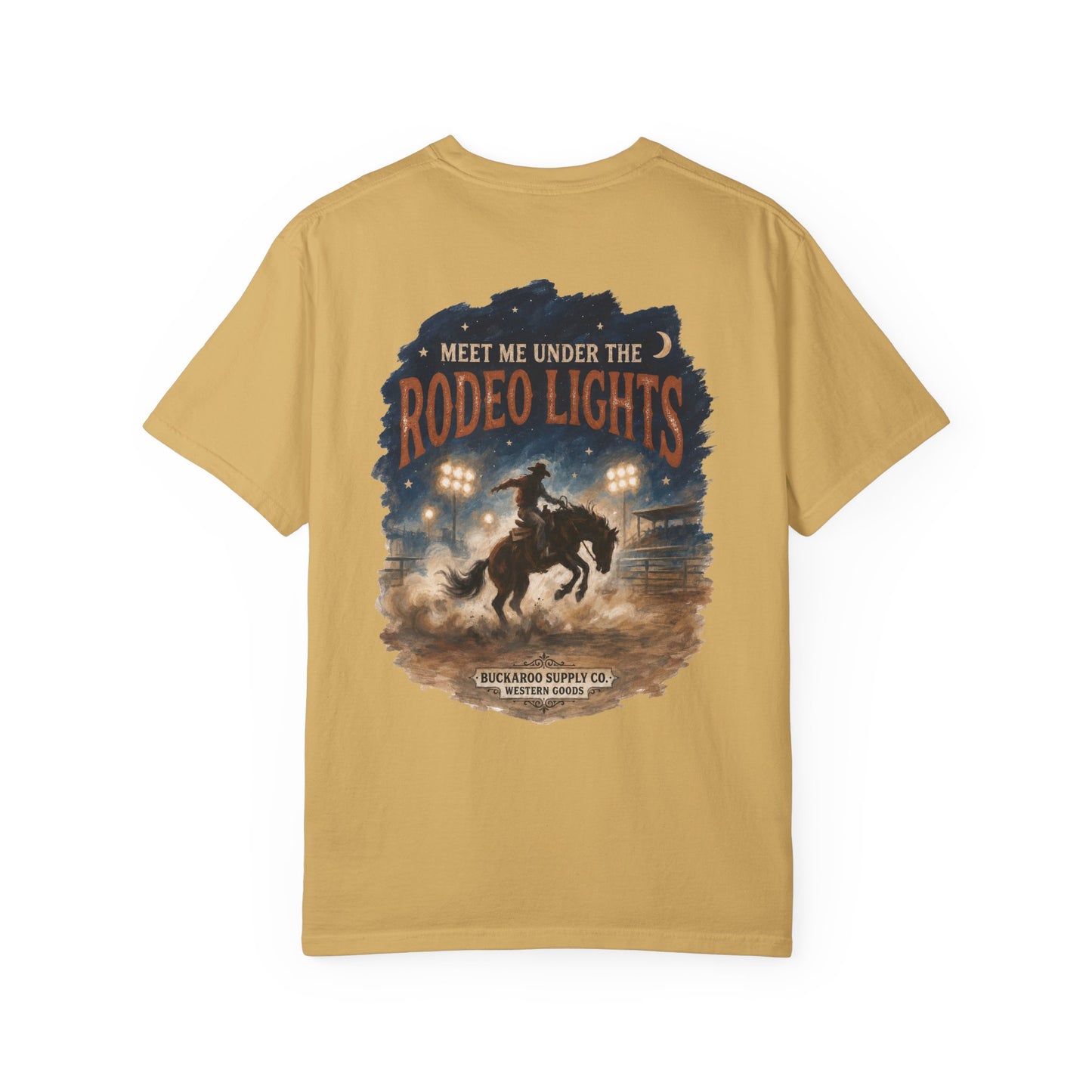 Rodeo Lights Graphic T-Shirt | Cowboy Bucking Horse Tee