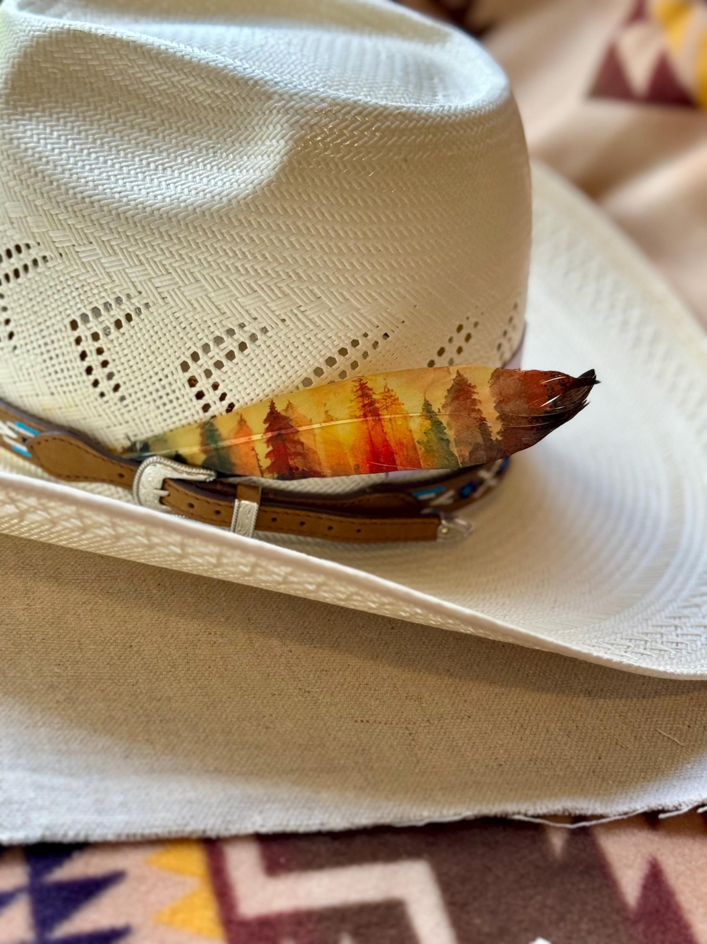 Buckaroo Supply Co. Watercolor Forest Western hat feather