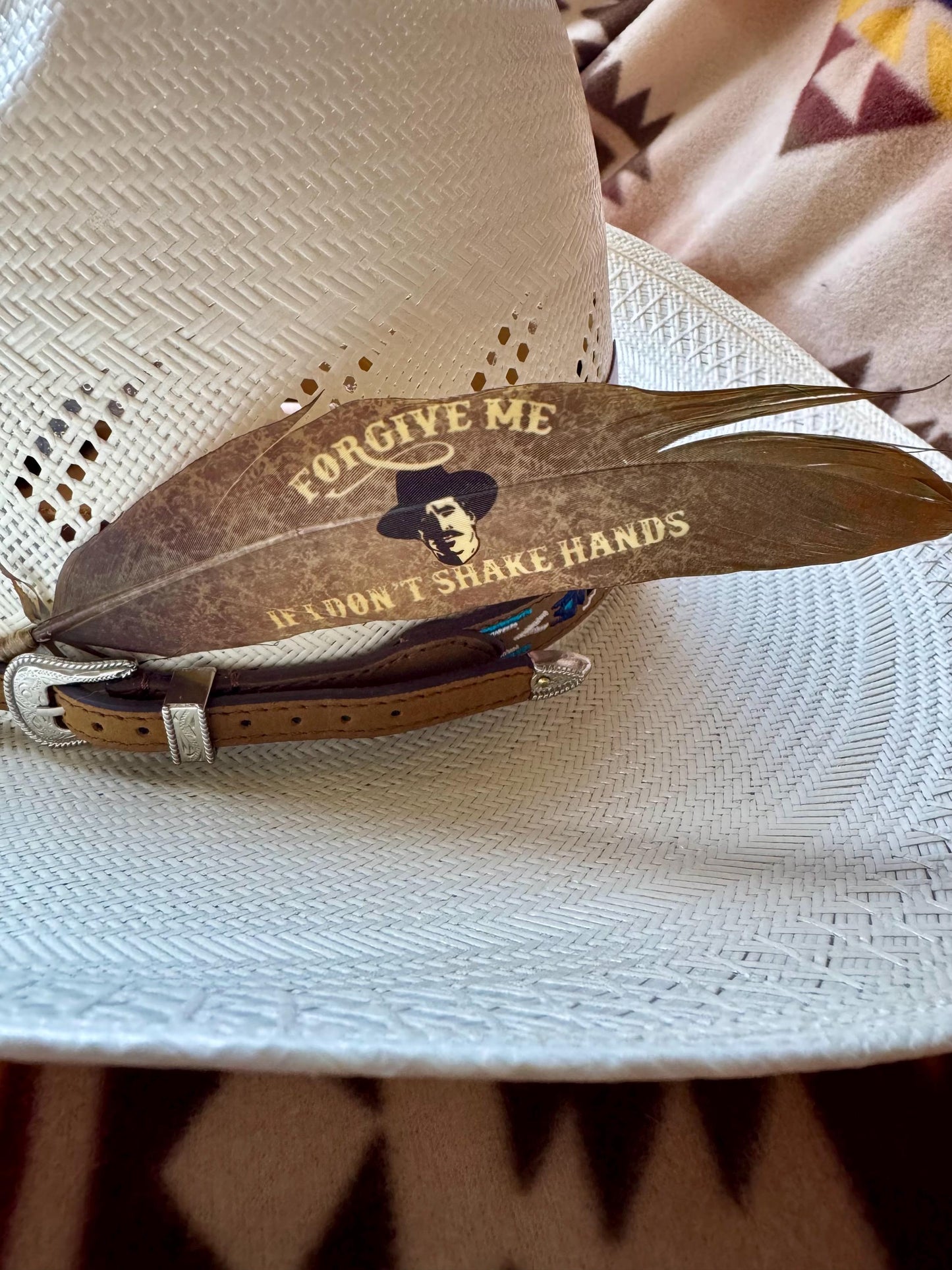 Buckaroo Supply Co. brown and tan Old West Western hat feather