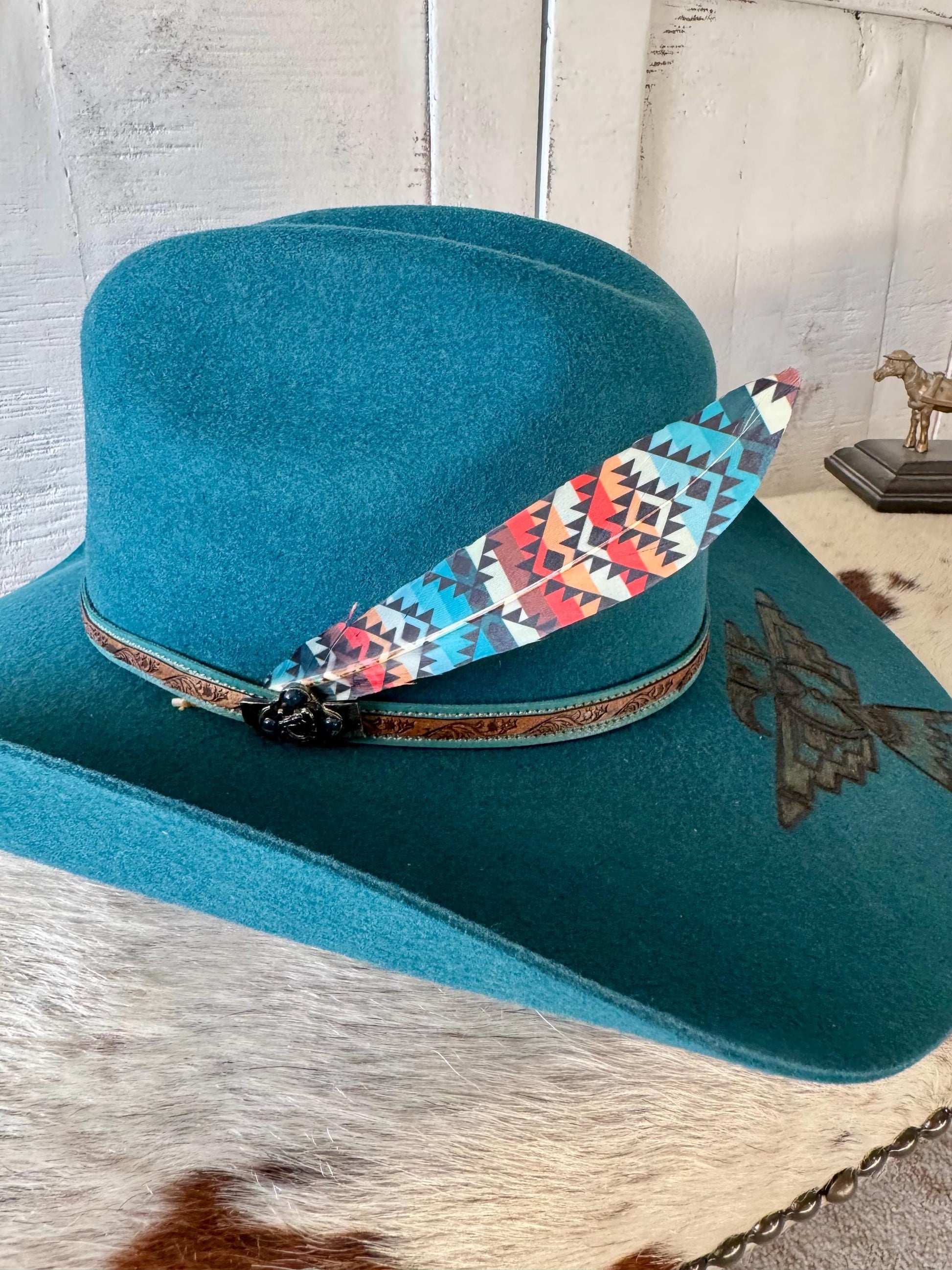 Buckaroo Supply Co. colorful Southwestern Western hat feather