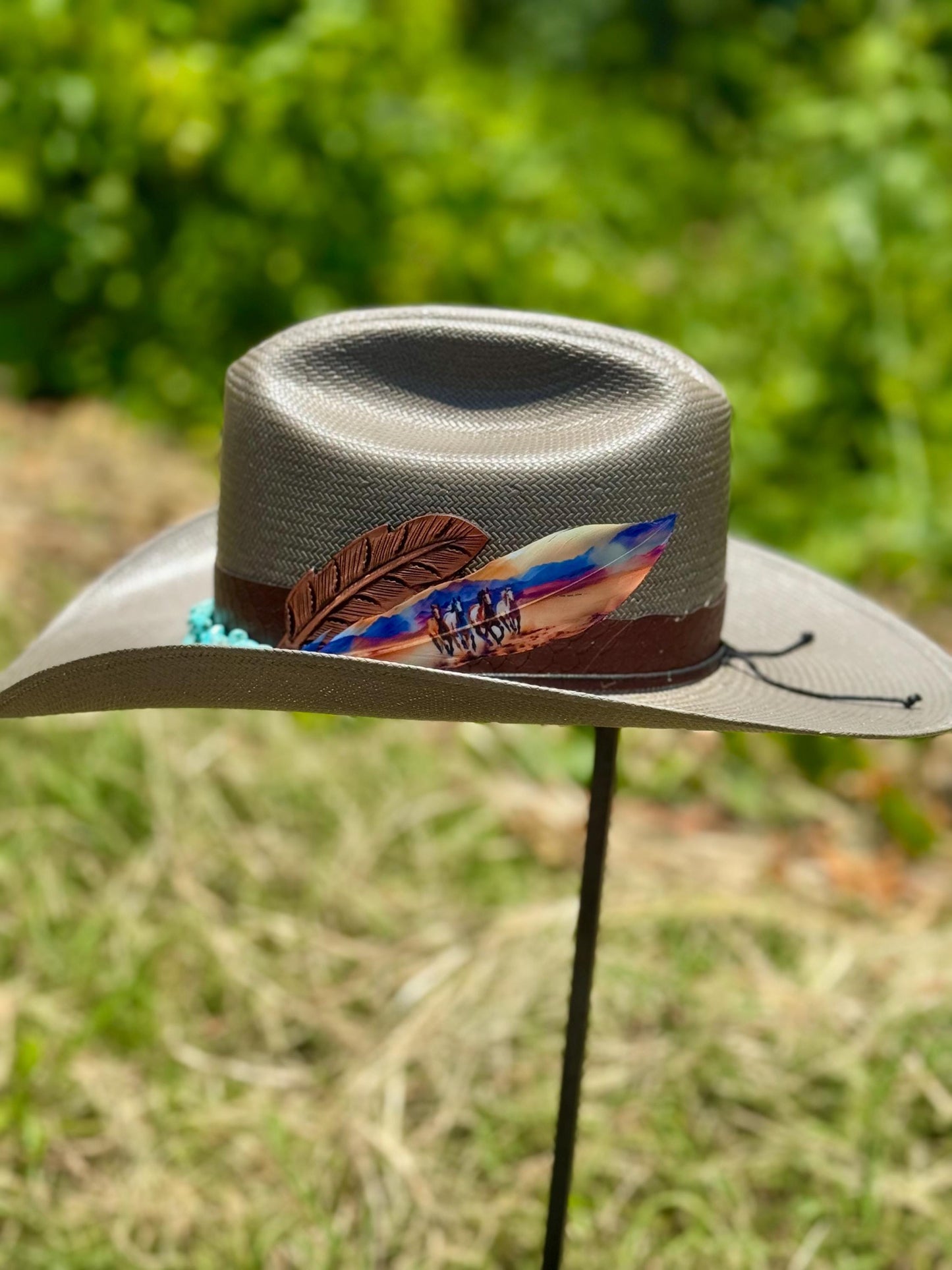 Watercolor Horses Hat Feather