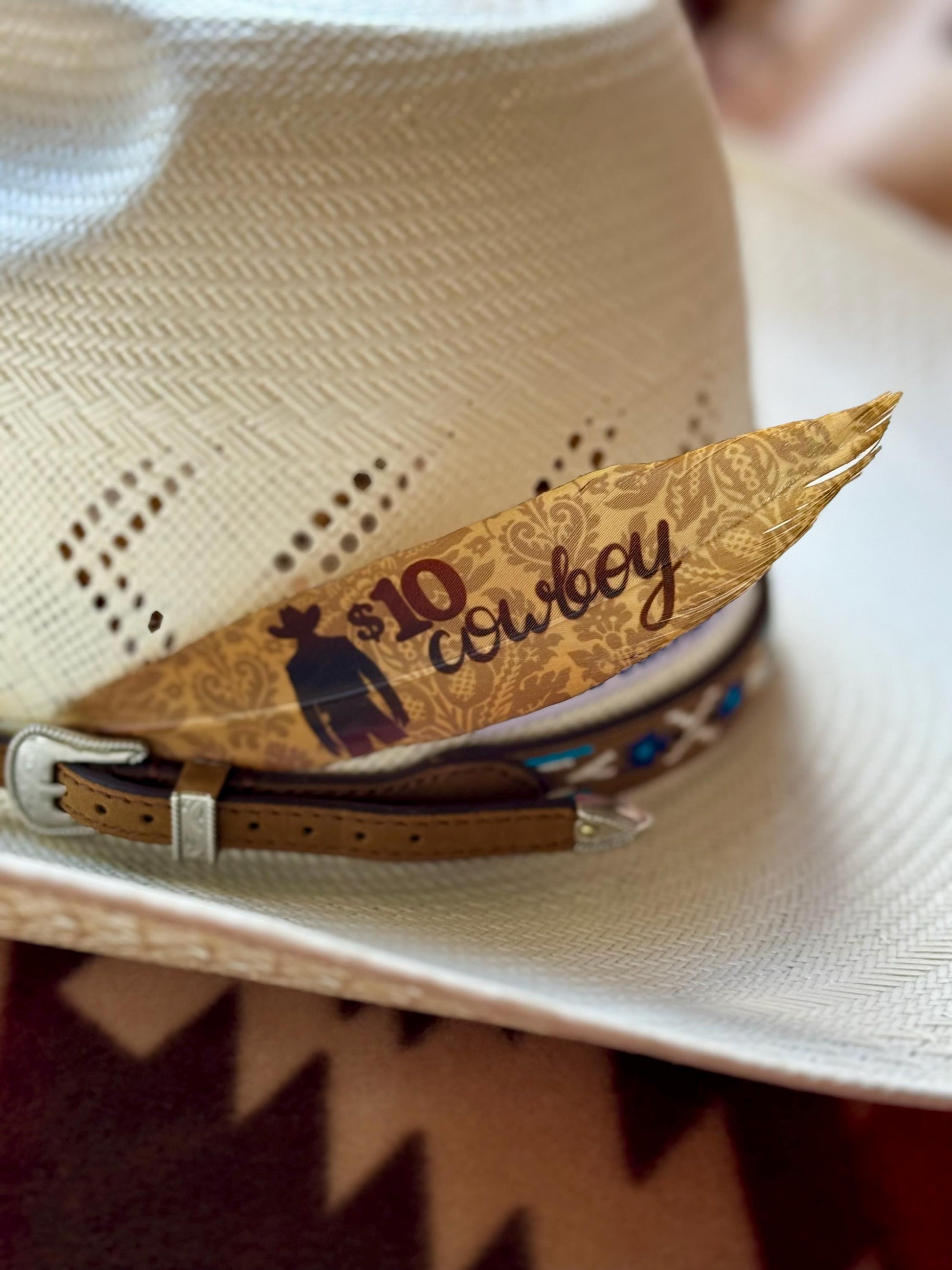Buckaroo Supply Co. vintage cowboy Western hat feather