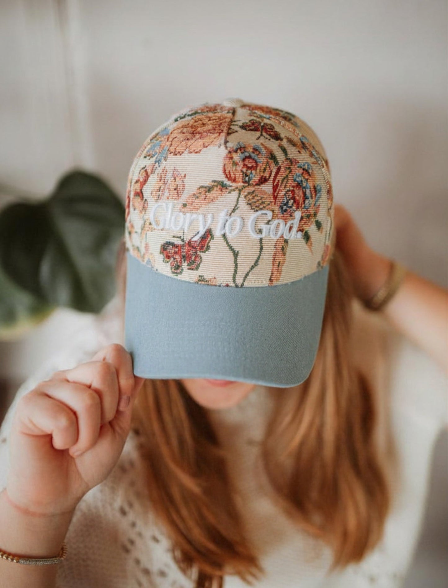 Glory to God Floral Tapestry Snapback Cap