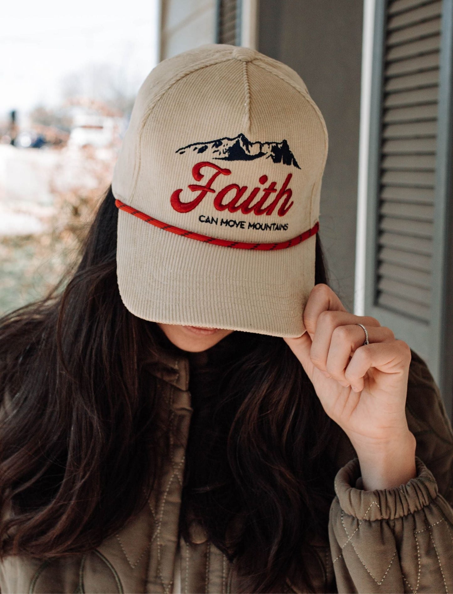 Faith Can Move Mountains Corduroy Snapback Cap