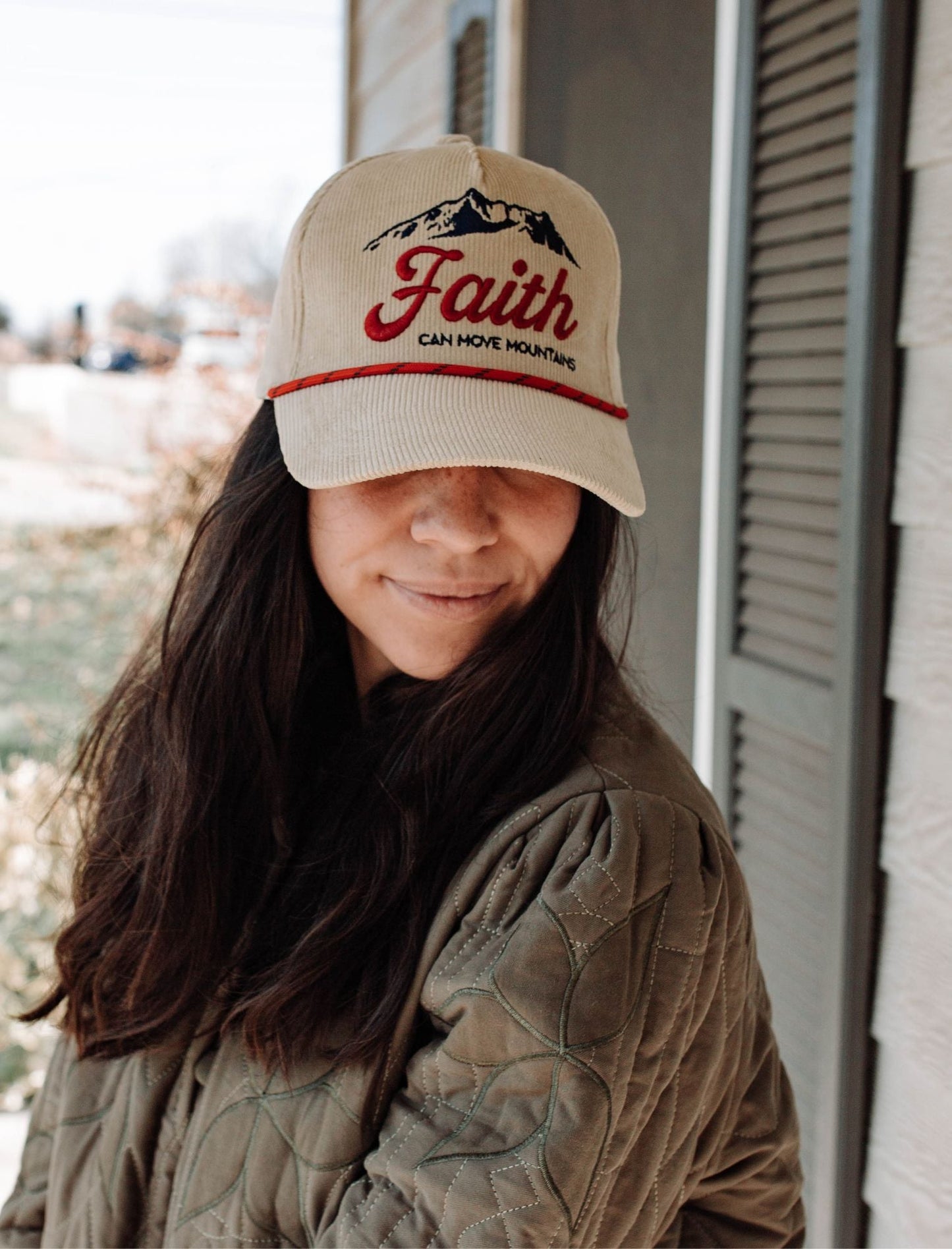 Faith Can Move Mountains Corduroy Snapback Cap