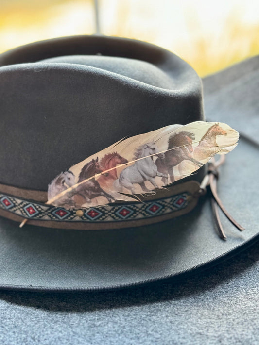 Cream Wild Horses Hat Feather