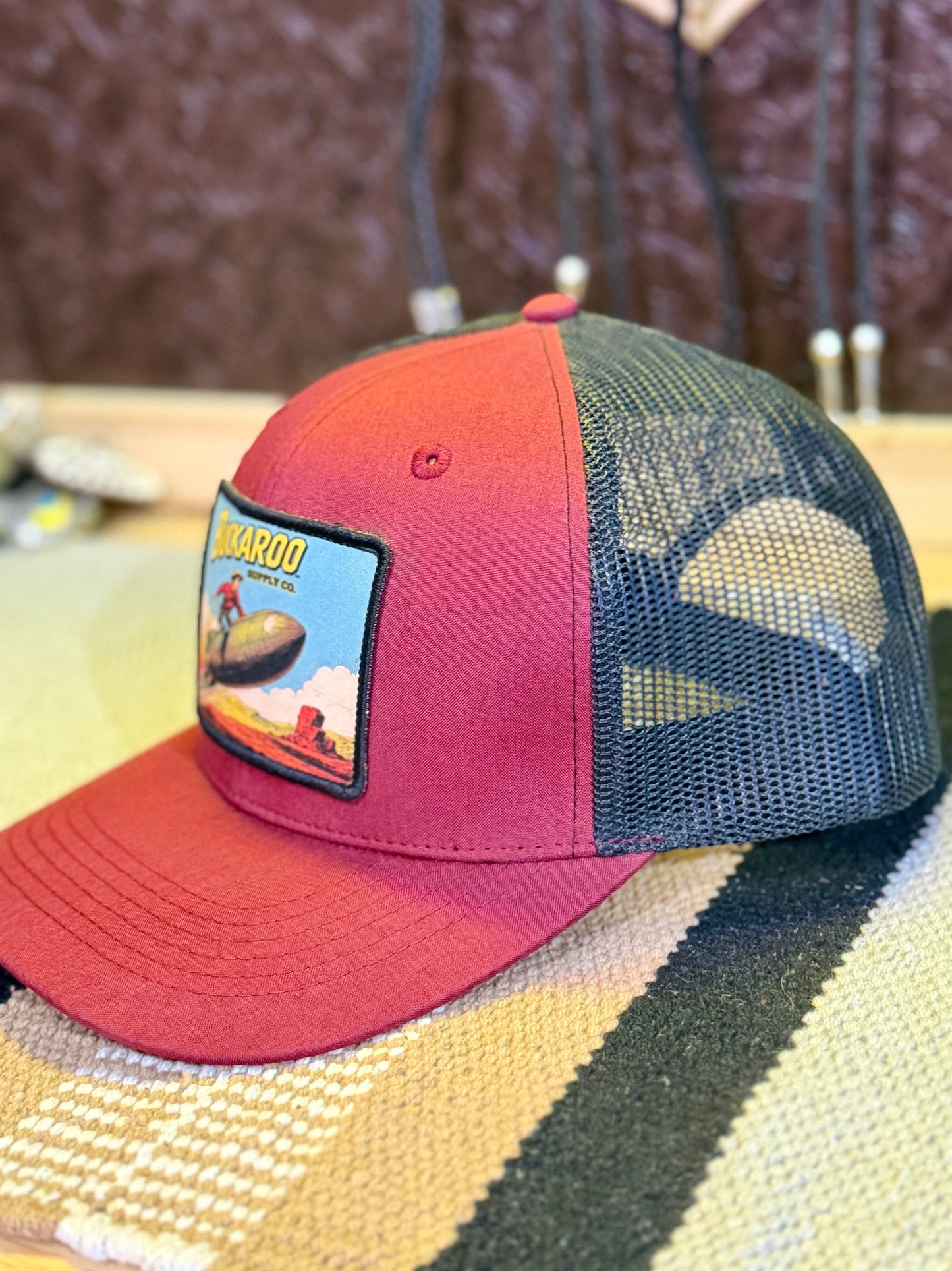 Atomic Buckaroo Western Trucker Hat – Wine & Black