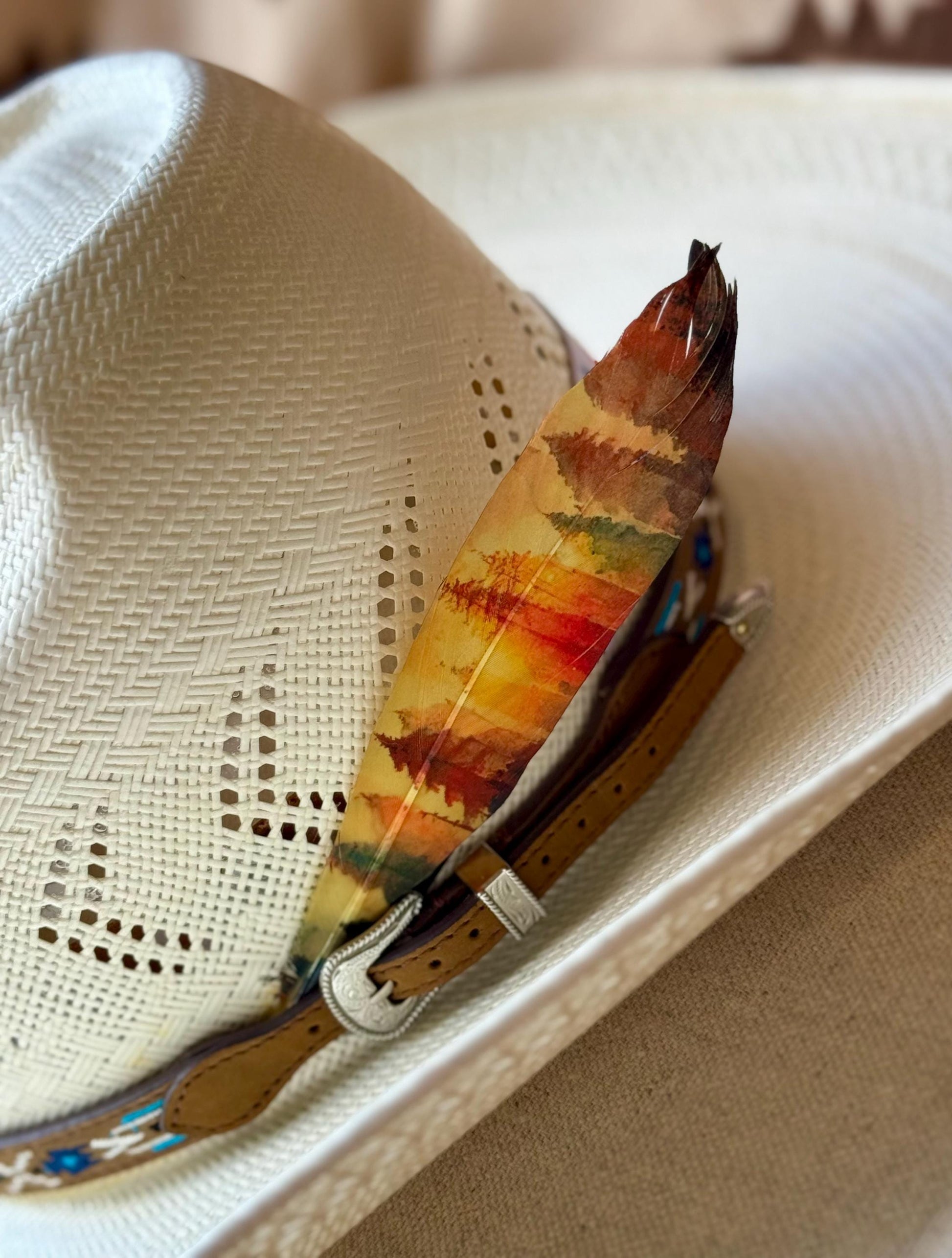 Buckaroo Supply Co. Watercolor Forest Western hat feather