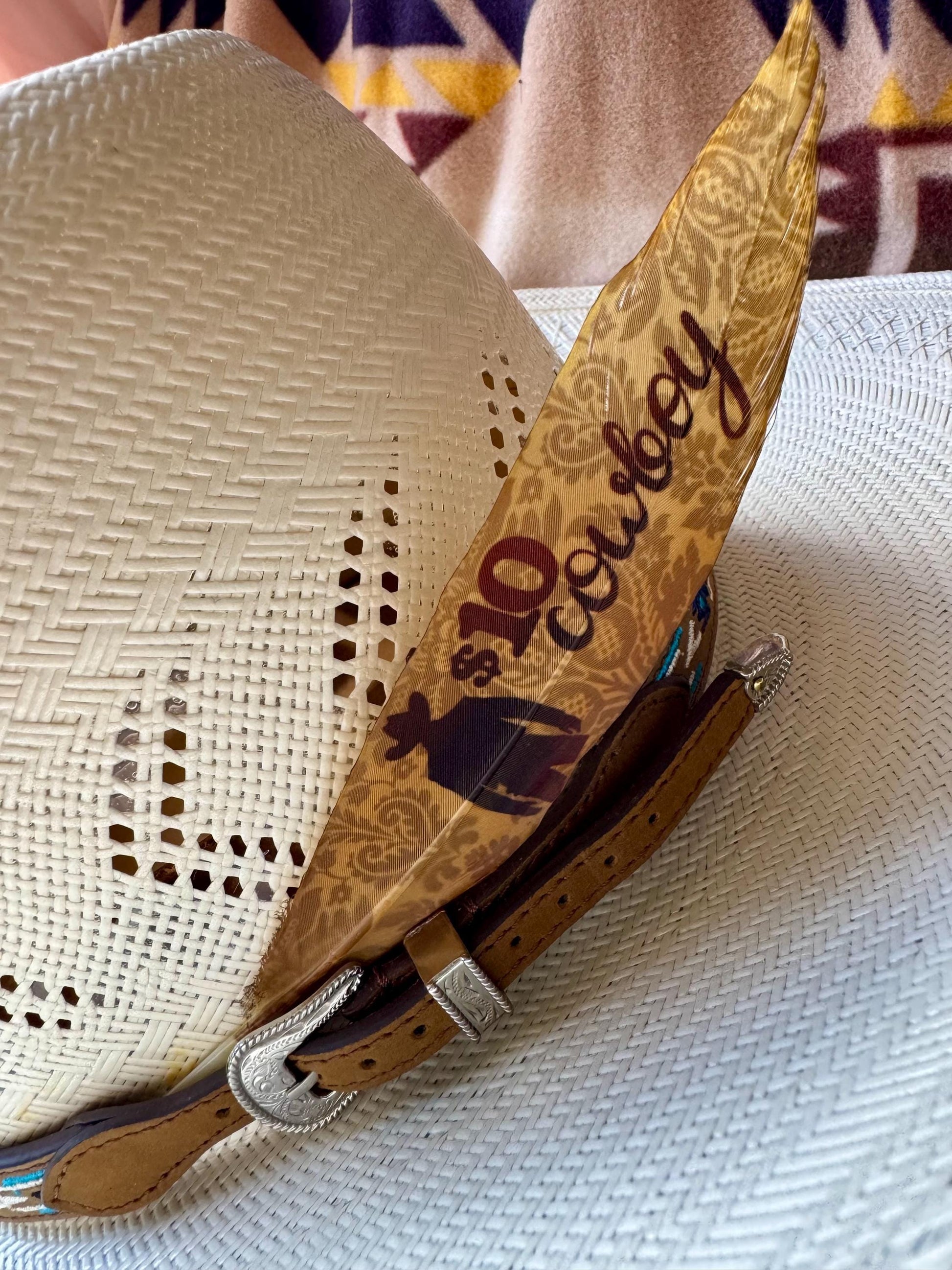 Buckaroo Supply Co. vintage cowboy Western hat feather