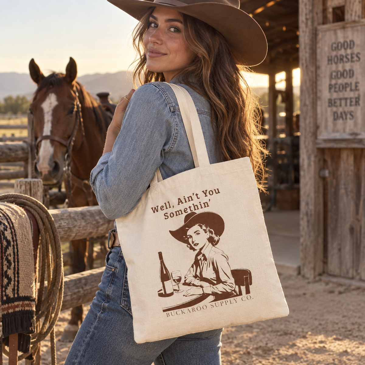 Well, Ain’t You Somethin’ Western Canvas Tote Bag