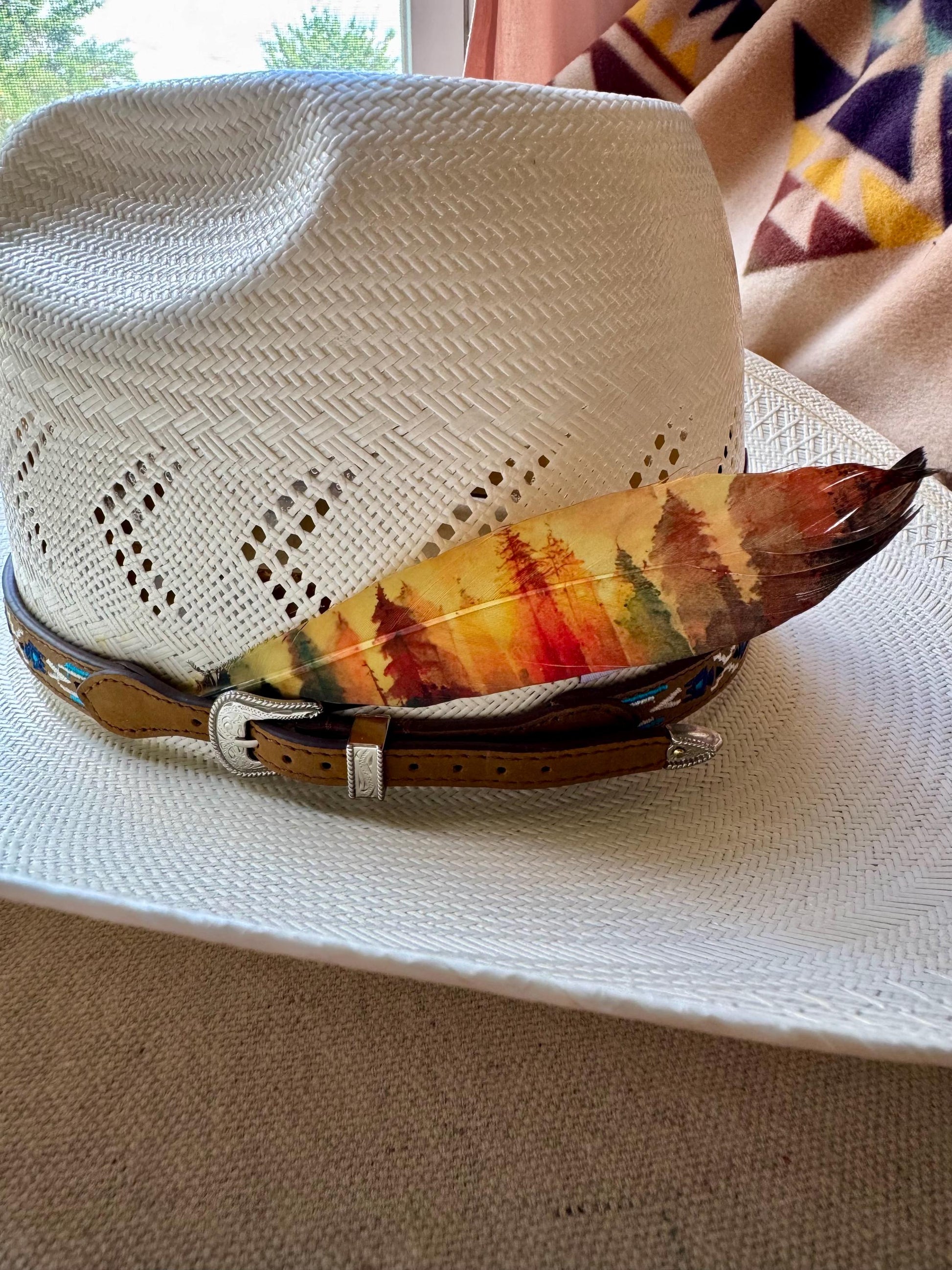 Buckaroo Supply Co. Watercolor Forest Western hat feather