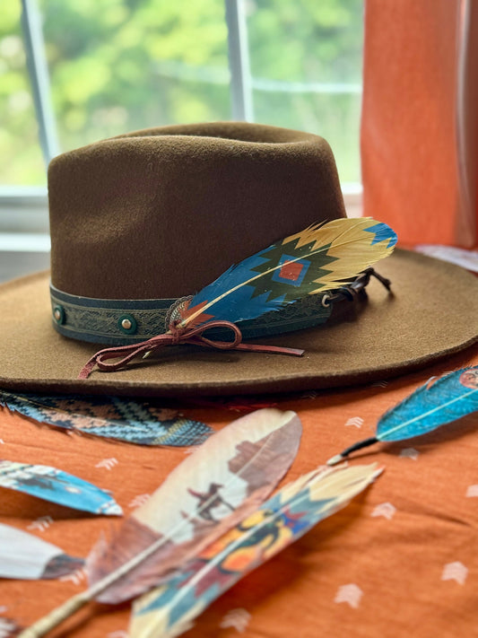 Buckaroo Supply Co. geometric Southwestern Western hat feather