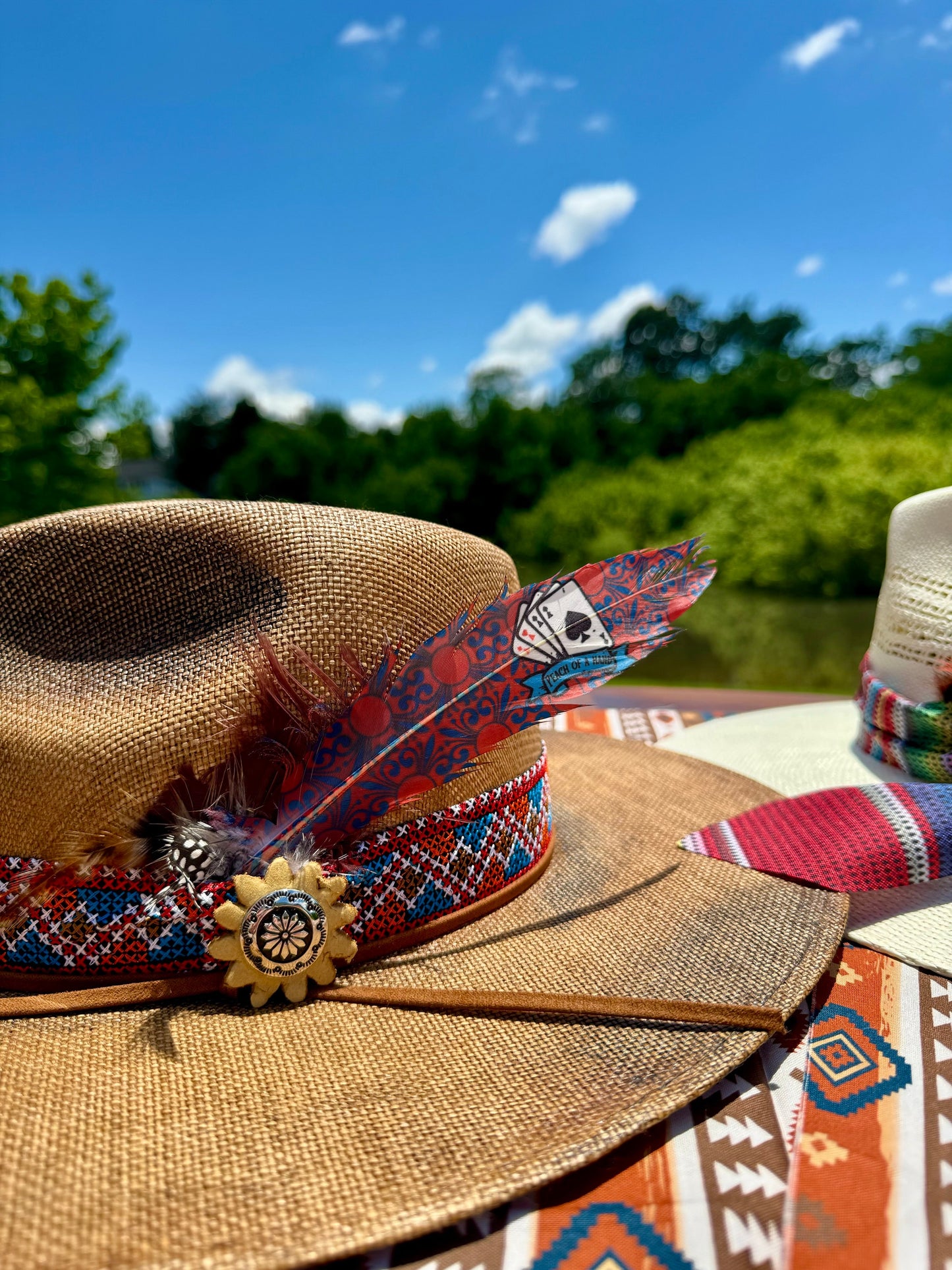 Peach of a Hand Hat Feather