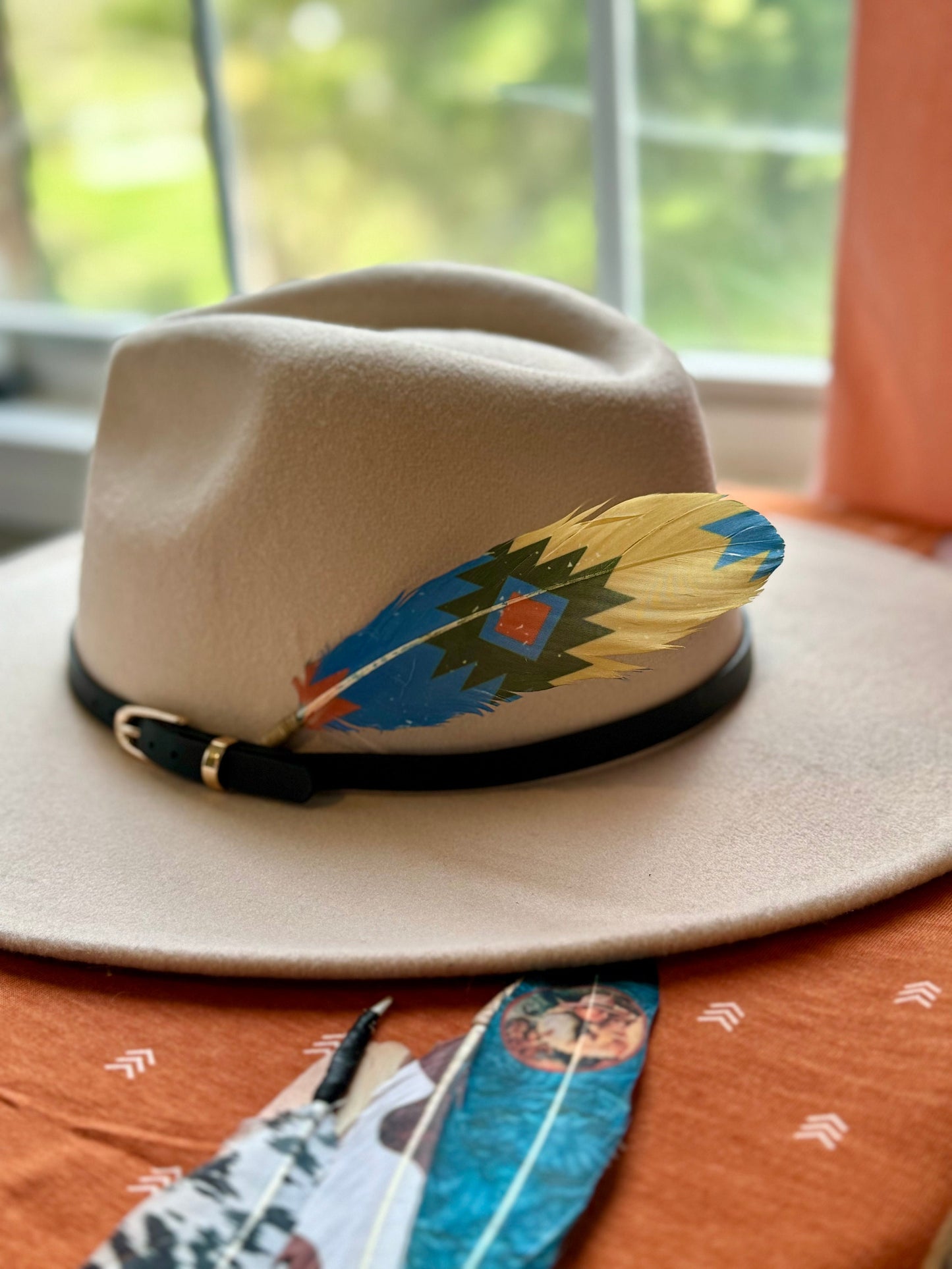 Buckaroo Supply Co. geometric Southwestern Western hat feather