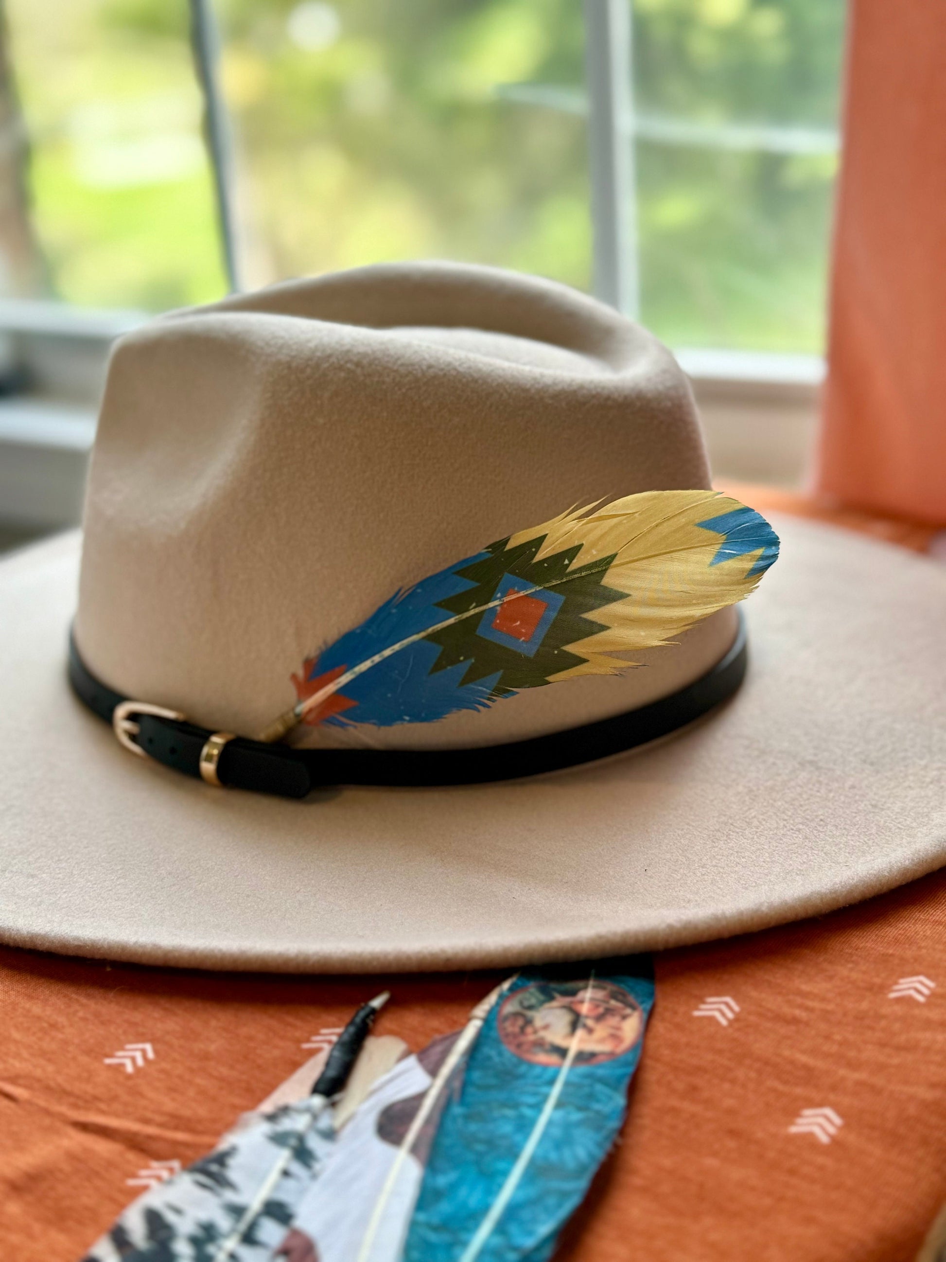 Buckaroo Supply Co. geometric Southwestern Western hat feather