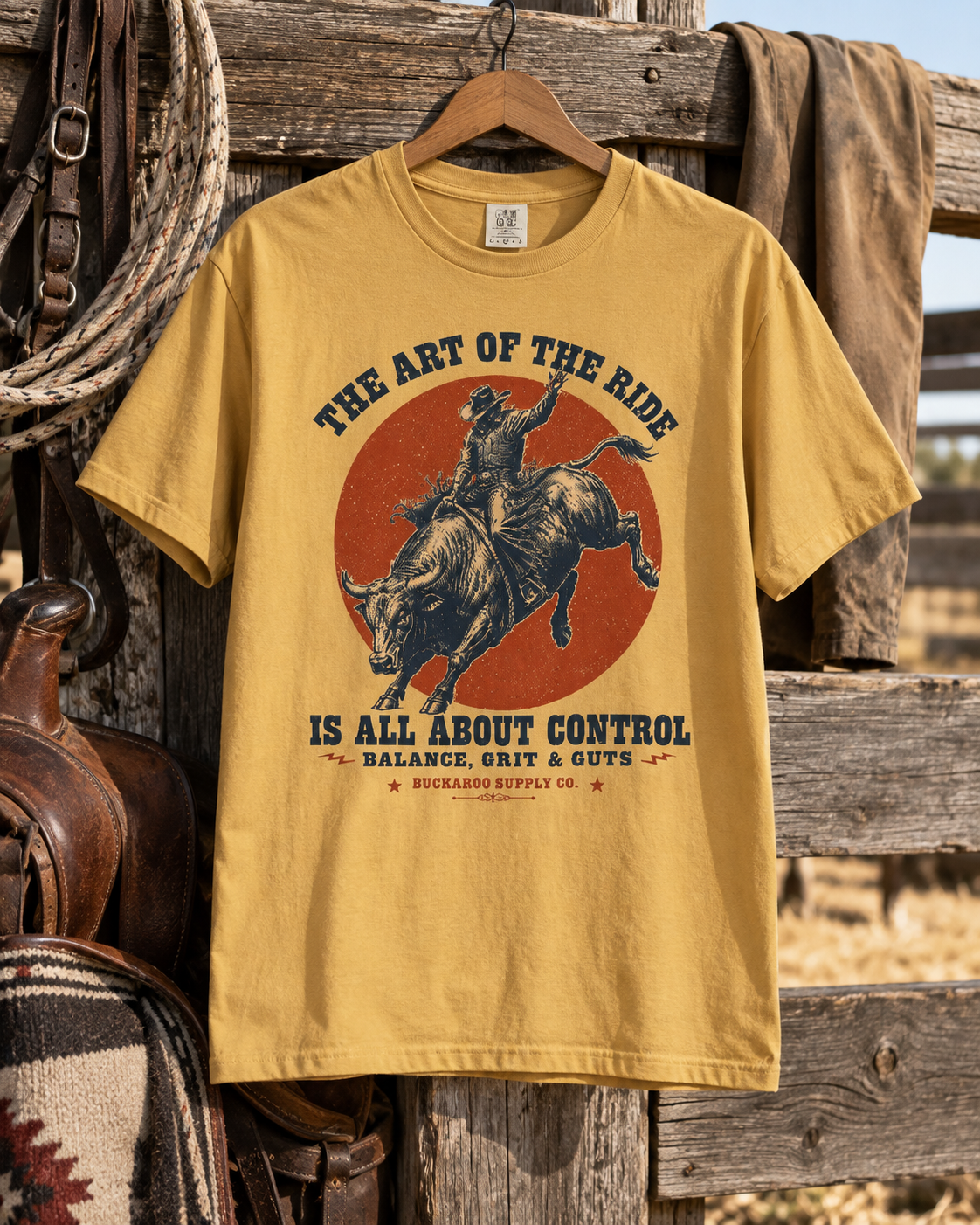 Mustard The Art of the Ride bull rider Western T-shirt