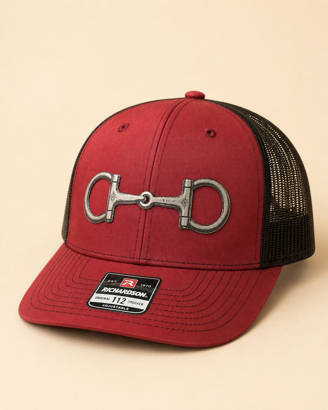 Snaffle Bit Richardson 112 Western trucker hat in cardinal and black