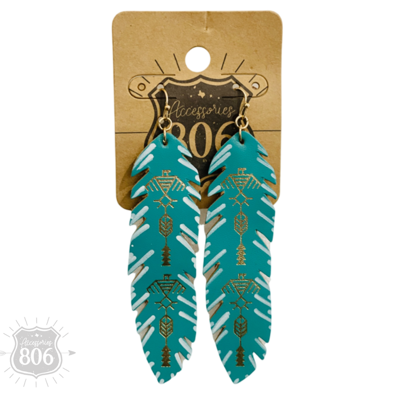 Painted Leather Western Feather Earrings
