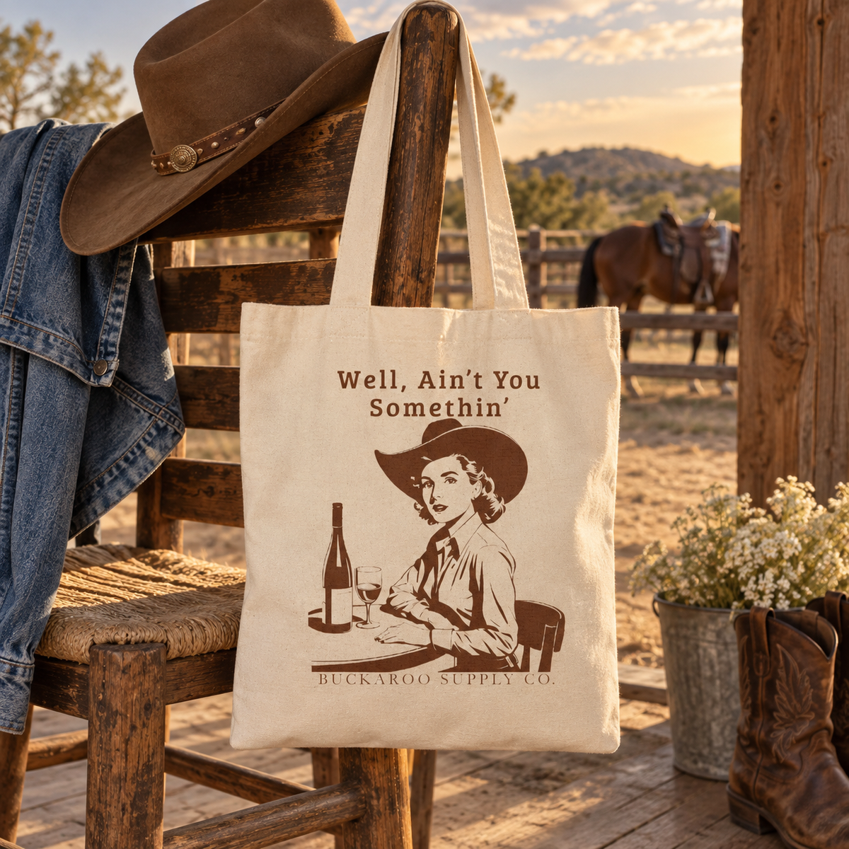Well, Ain’t You Somethin’ Western Canvas Tote Bag