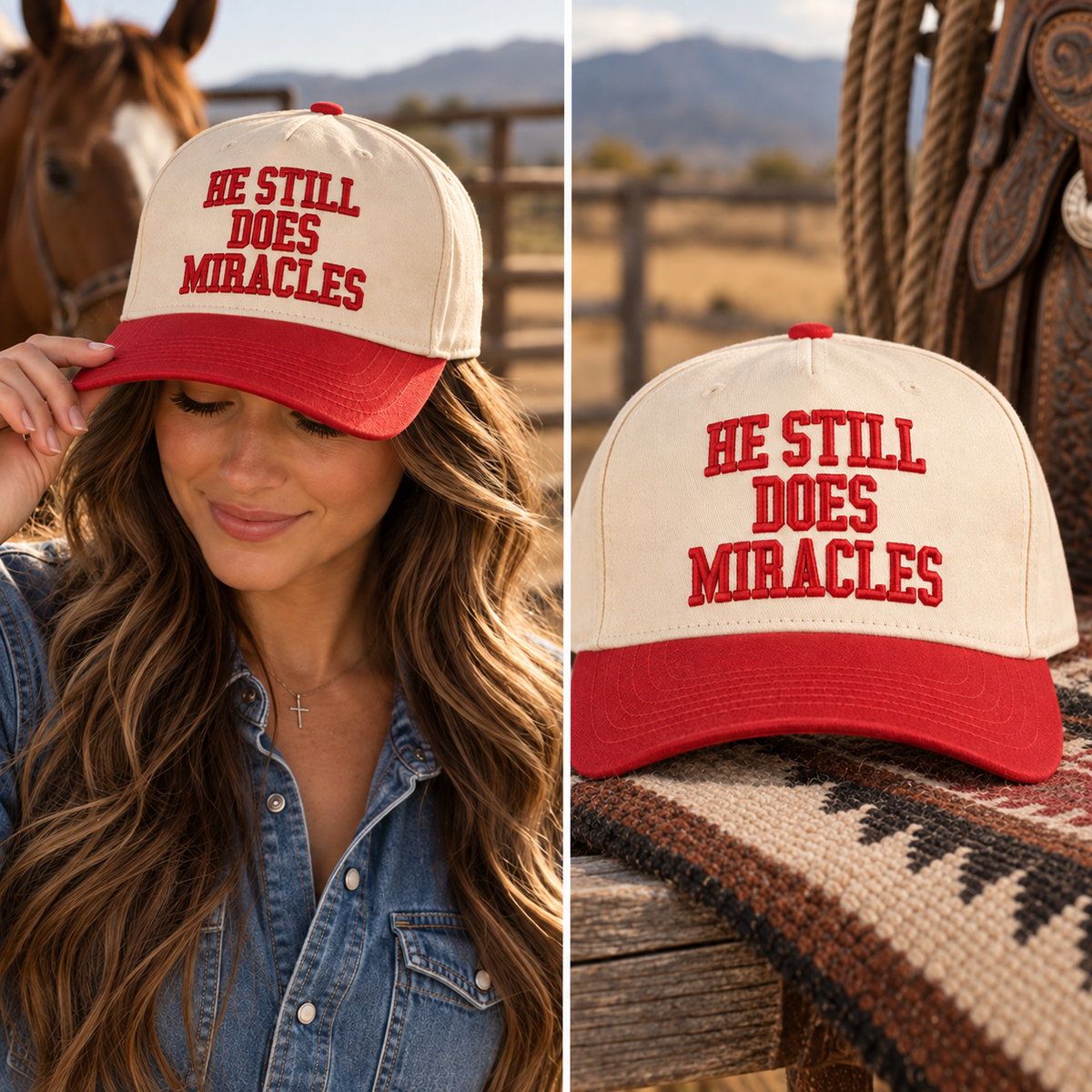 He Still Does Miracles Embroidered Two-Tone Trucker Hat