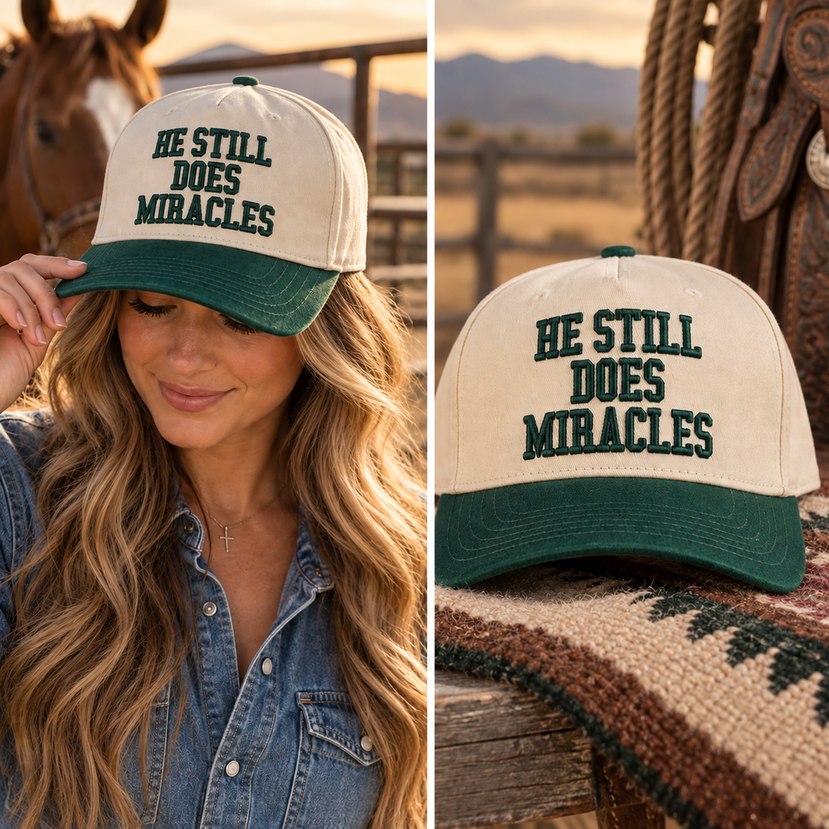 He Still Does Miracles Embroidered Two-Tone Trucker Hat