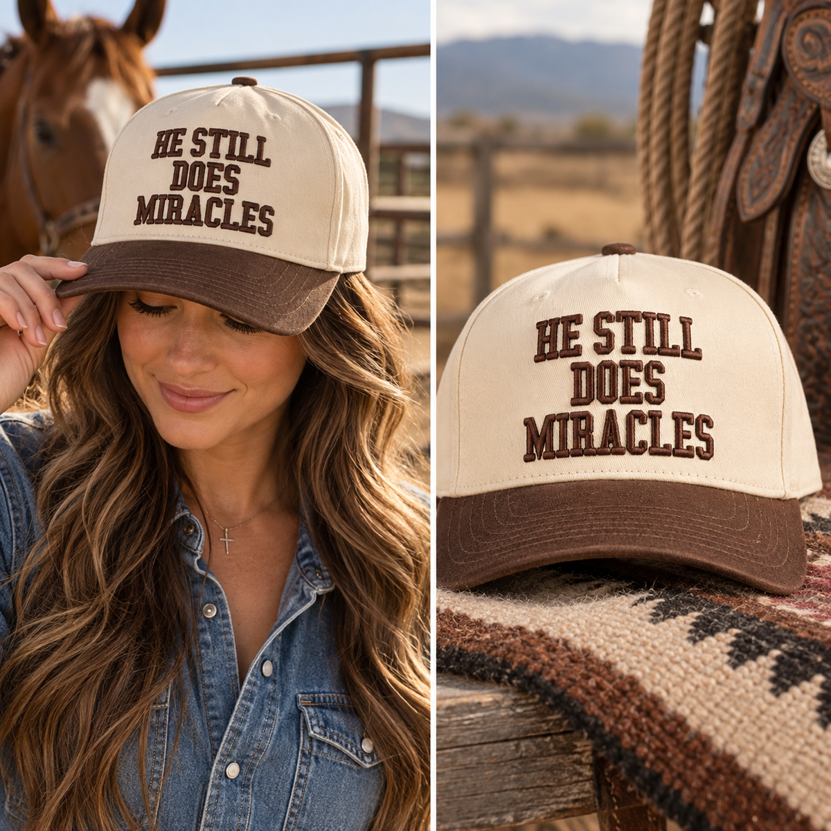 He Still Does Miracles Embroidered Two-Tone Trucker Hat