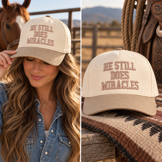 He Still Does Miracles Embroidered Two-Tone Trucker Hat