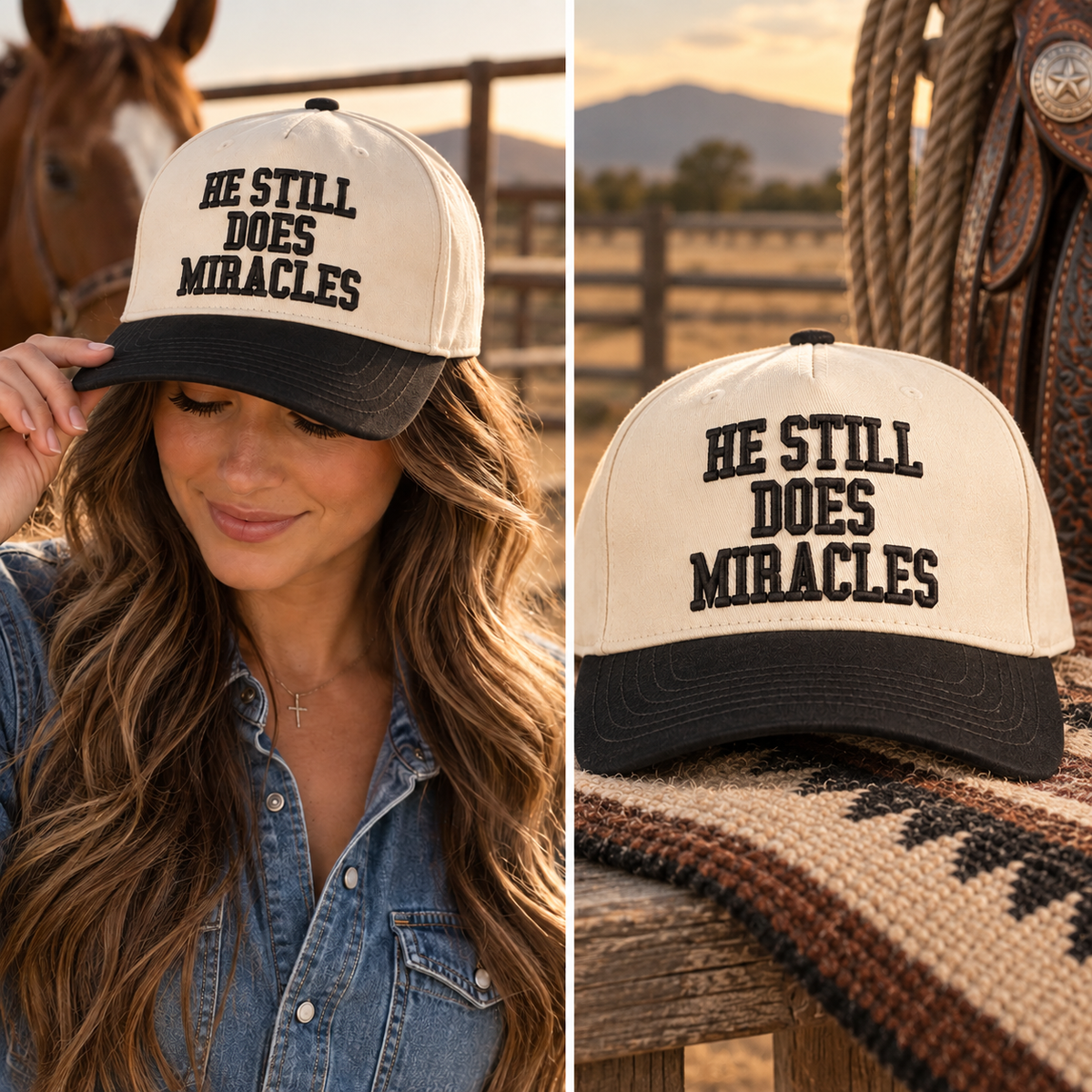 He Still Does Miracles Embroidered Two-Tone Trucker Hat