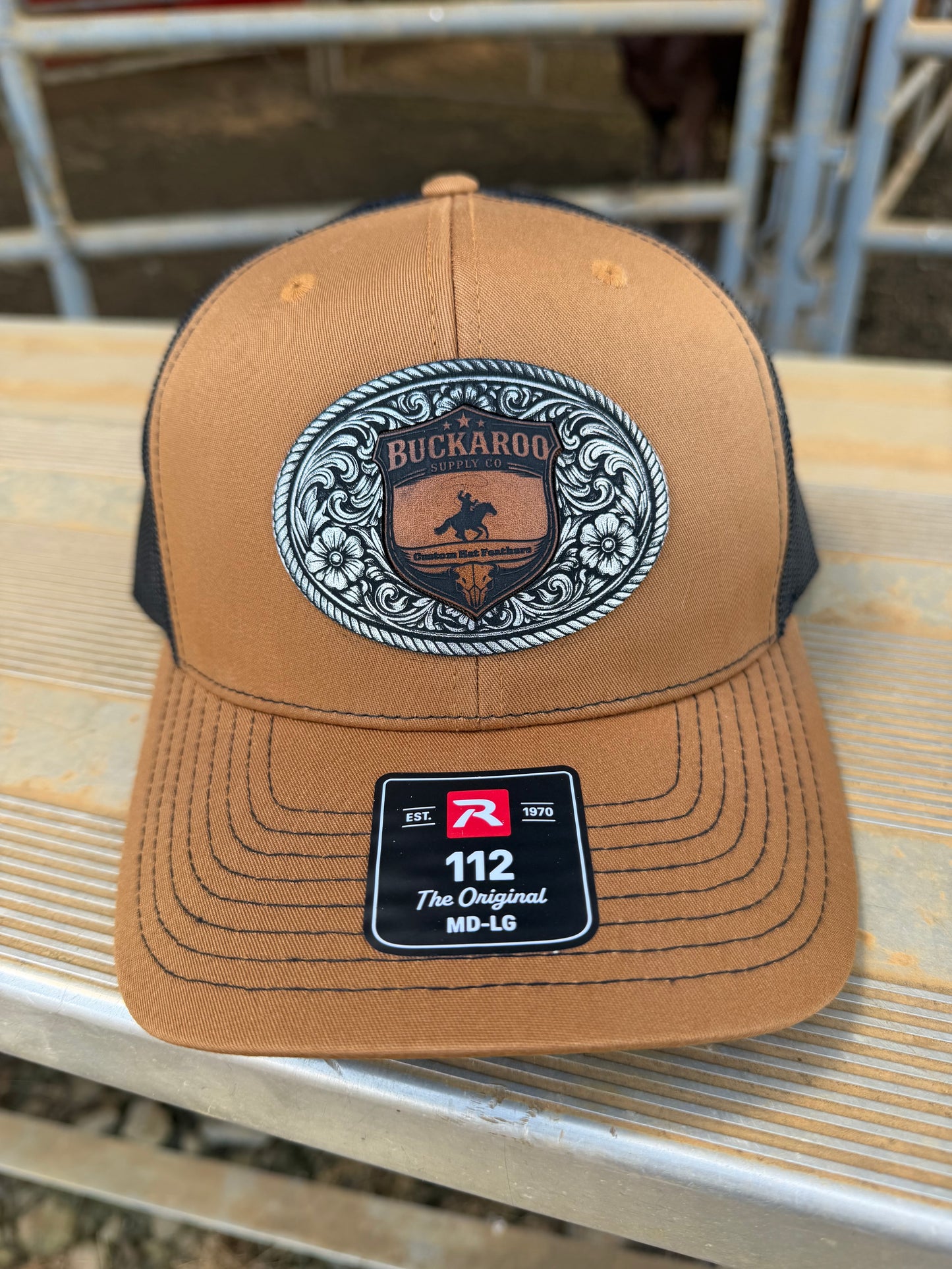 Western Trucker Hat – Camel & Black Richardson 112 Buckaroo Cap