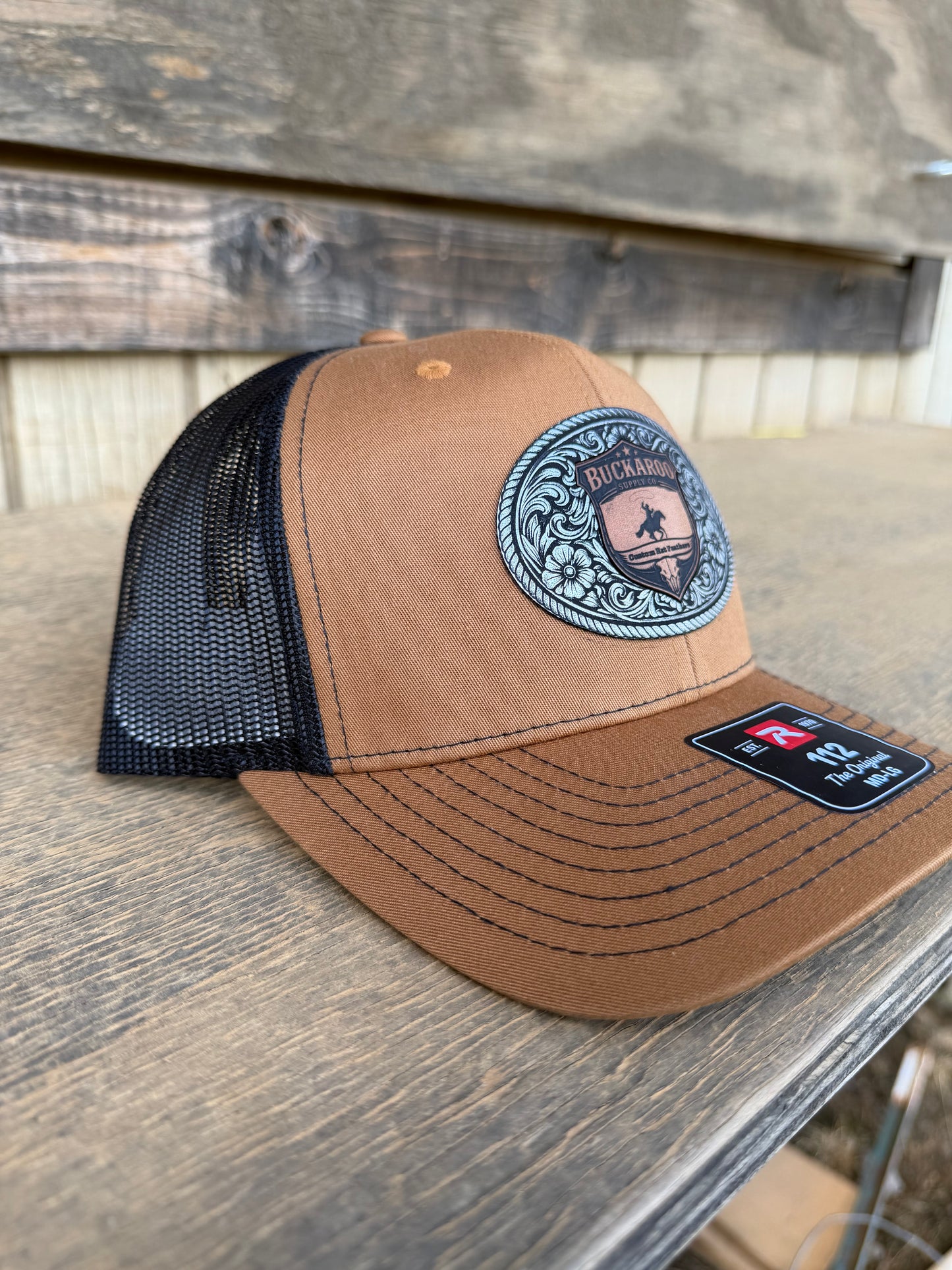 Western Trucker Hat – Camel & Black Richardson 112 Buckaroo Cap
