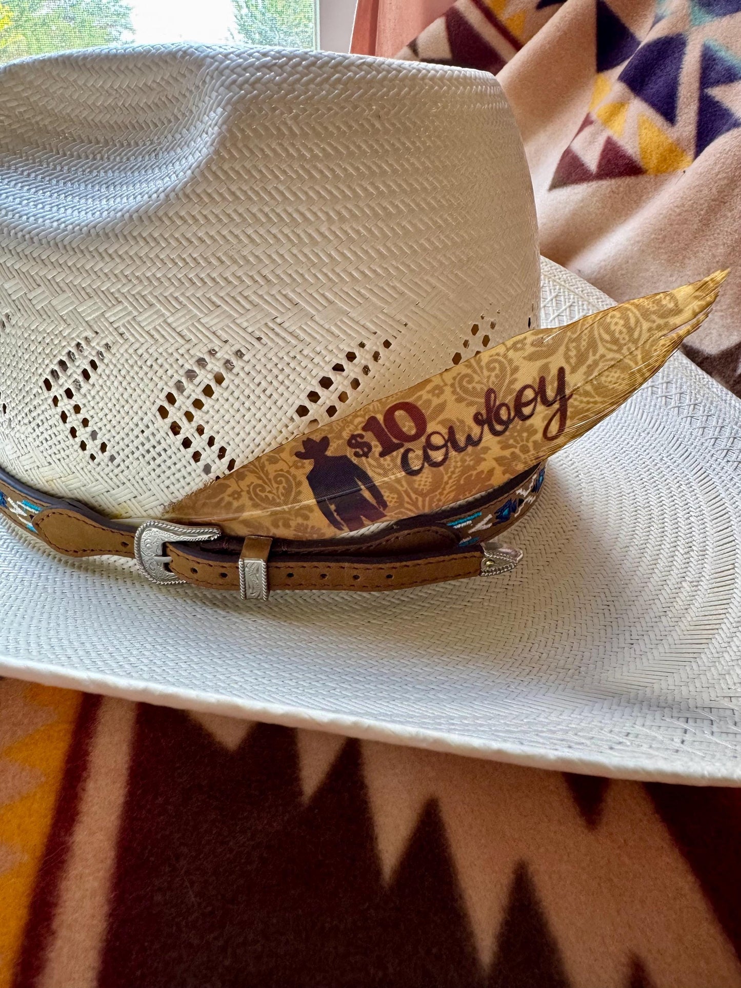 Buckaroo Supply Co. vintage cowboy Western hat feather