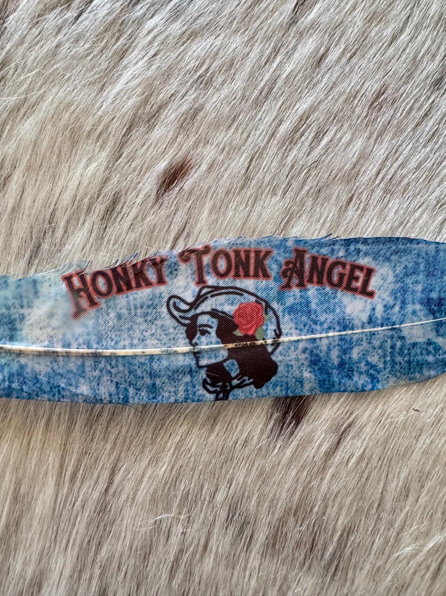 Handcrafted Honky Tonk Angel feather accessory for Western hat bands