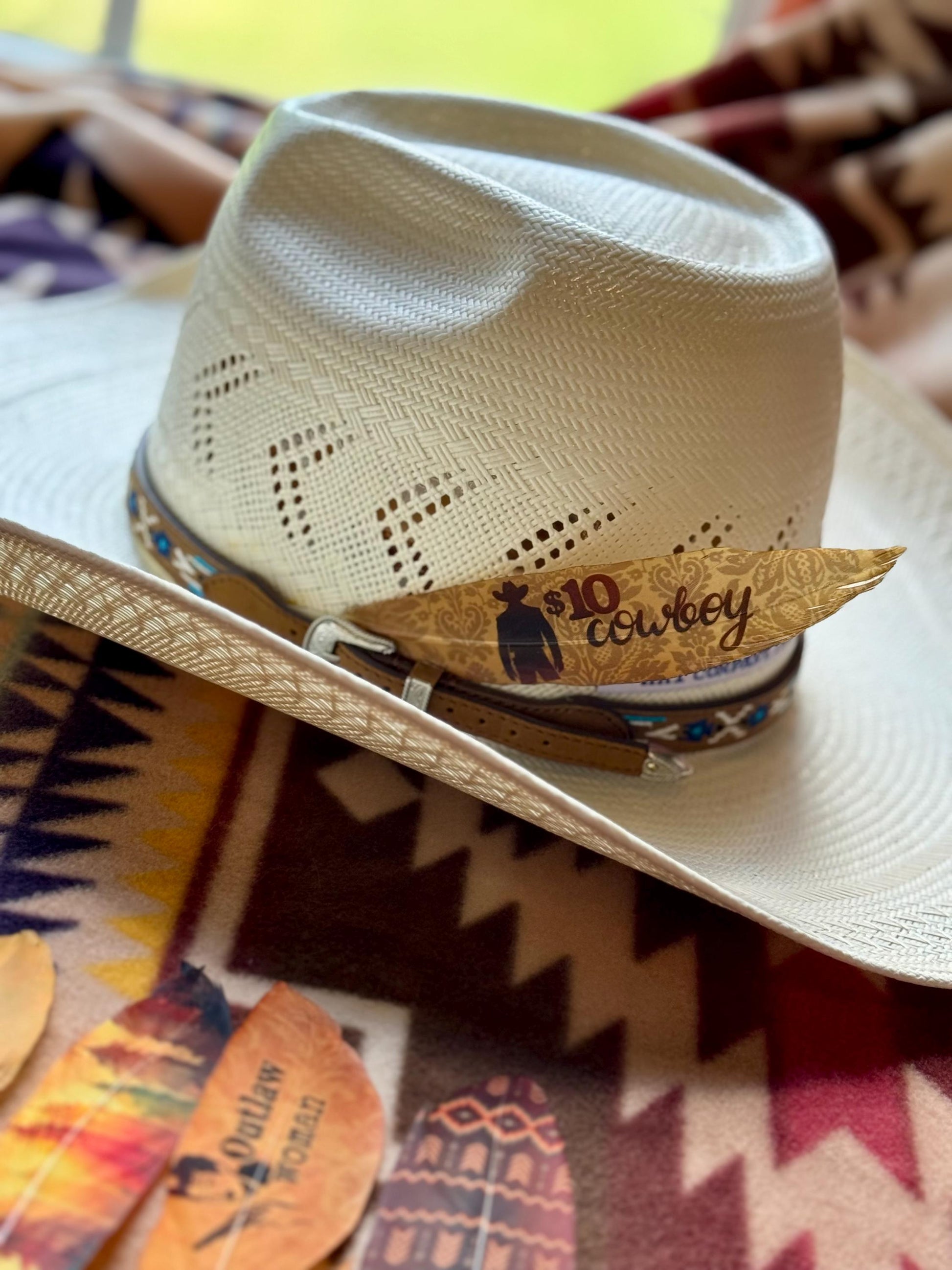 Buckaroo Supply Co. vintage cowboy Western hat feather