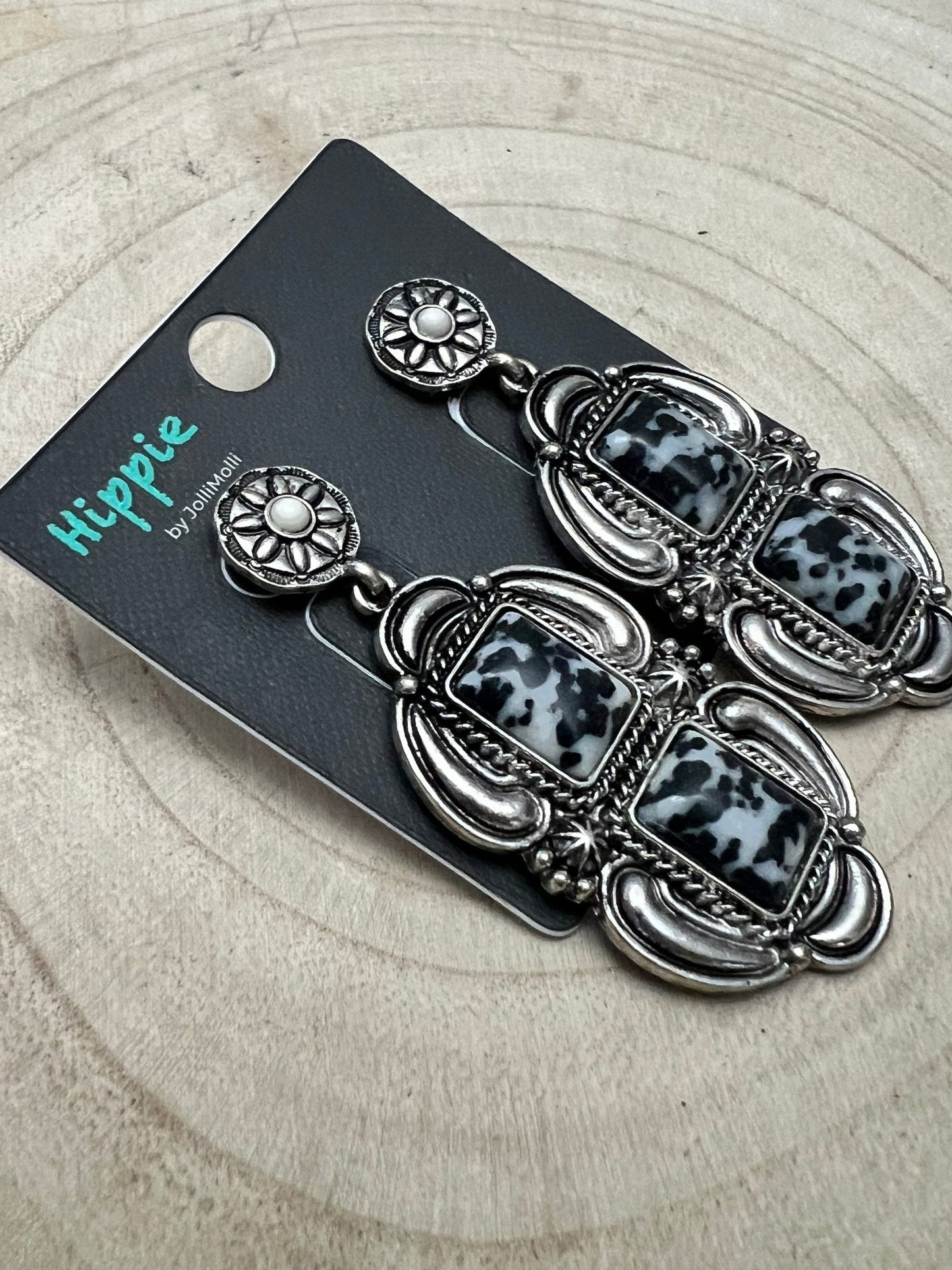 Western Faux White Buffalo Drop Earrings — Authentic Southwestern Statement