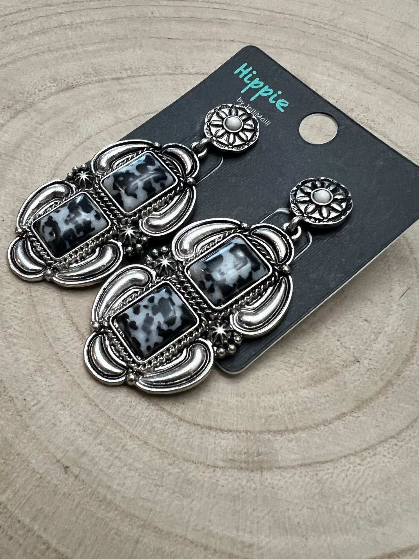Western Faux White Buffalo Drop Earrings — Authentic Southwestern Statement