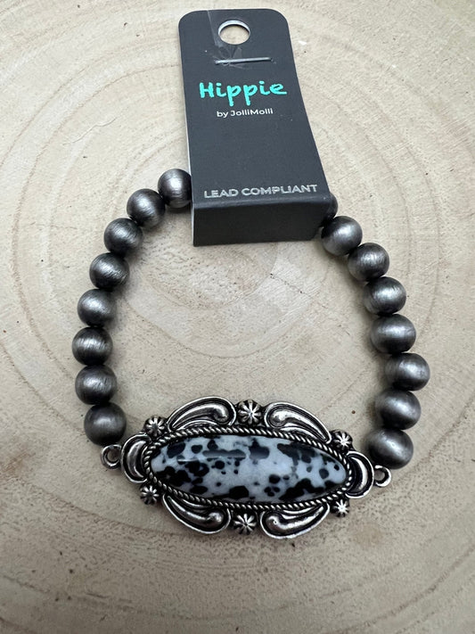 Western Faux White Buffalo Stretch Bracelet