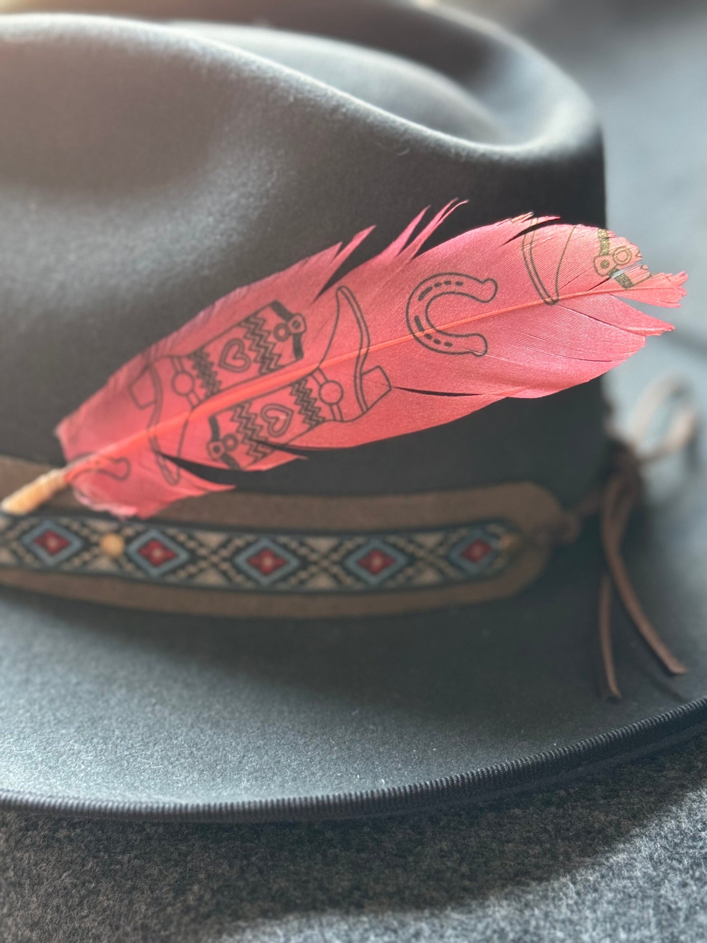 Pink Boots & Horseshoes Western Hat Feather