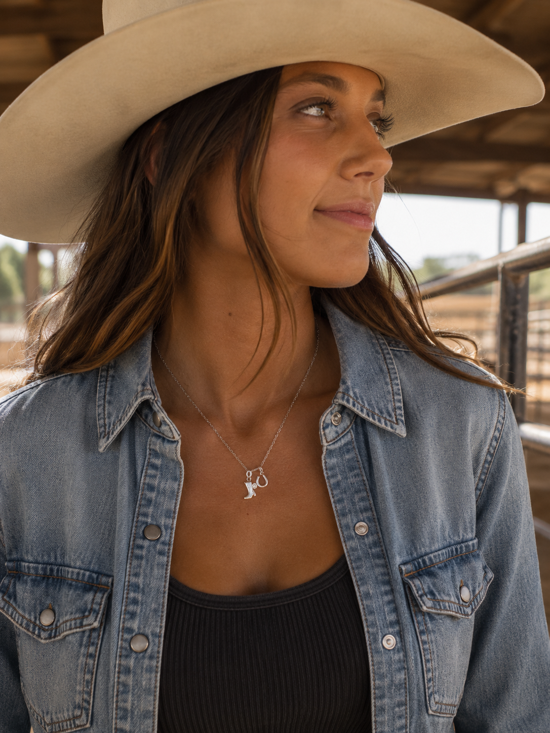 Western Boot & Horseshoe Charm Necklace